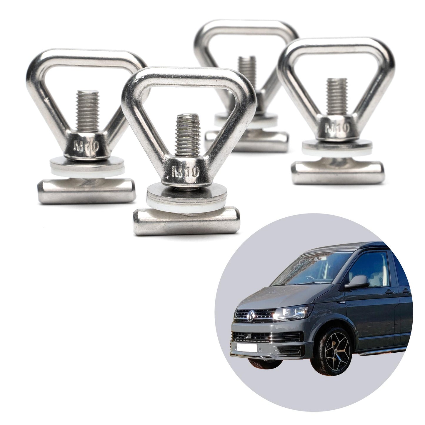 040Parts 4 бр. Комплект вързални скоби за закрепване на товар VW T5 / T6 / T6.1 Bulli, Multivan, California, Beach