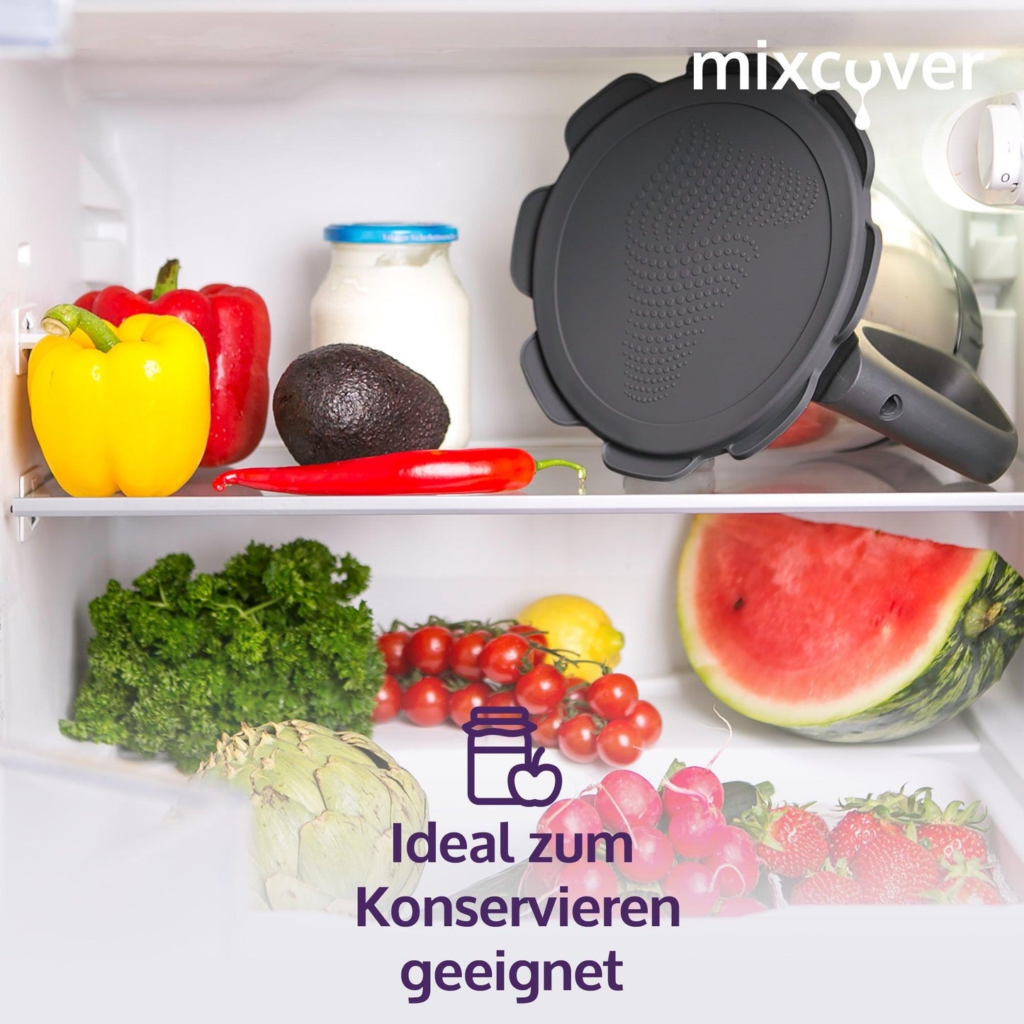 mixcover Силиконова капачка водо- и миризмоустойчива за Thermomix TM5 TM6 Friend Сива