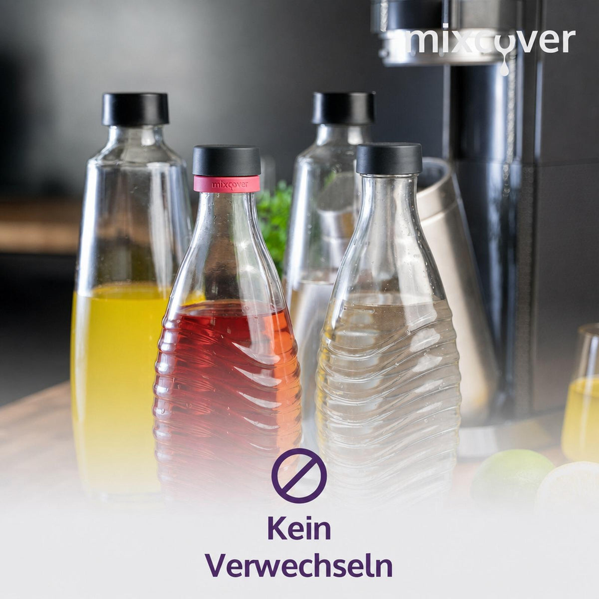 mixcover silikonový kroužek růžový pro označení lahví na pití - vhodný pro láhve SodaStream