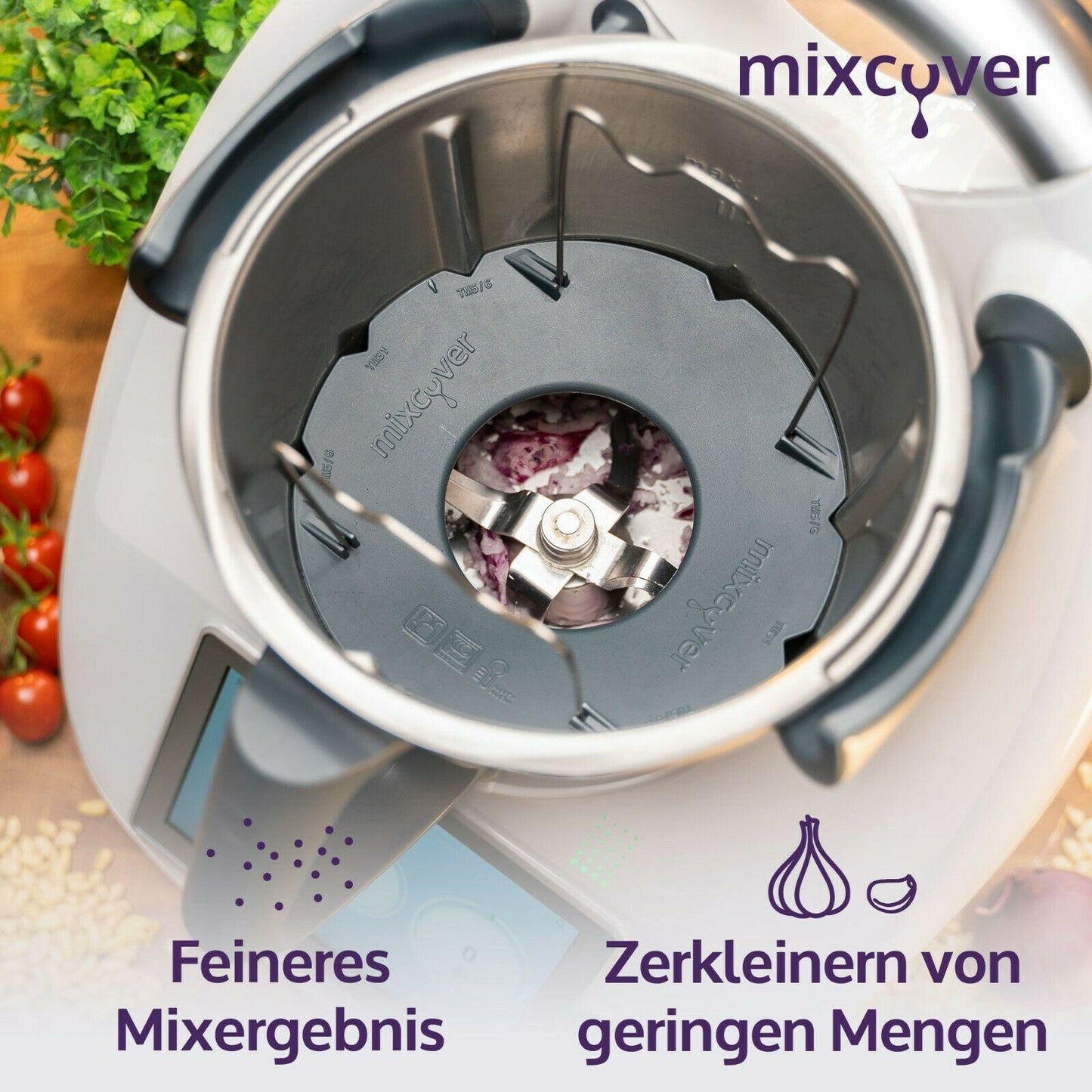 mixcover Mixtopf Verkleinerung für Thermomix TM6 TM5 Häcksel Helfer, Verkleinert den Mixtopf für effizienteres Häckseln, Pürieren ,Schneiden
