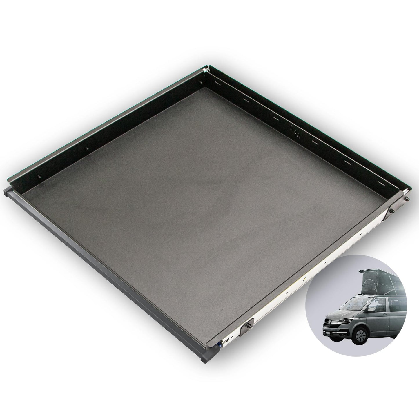 B-Ware: 040 parts Einhand Heckauszug Schublade 700mm für T5 T6 T6.1 California (Comfortline Coast Ocean) Heckbox Gepäckauszug Schwerlastausz