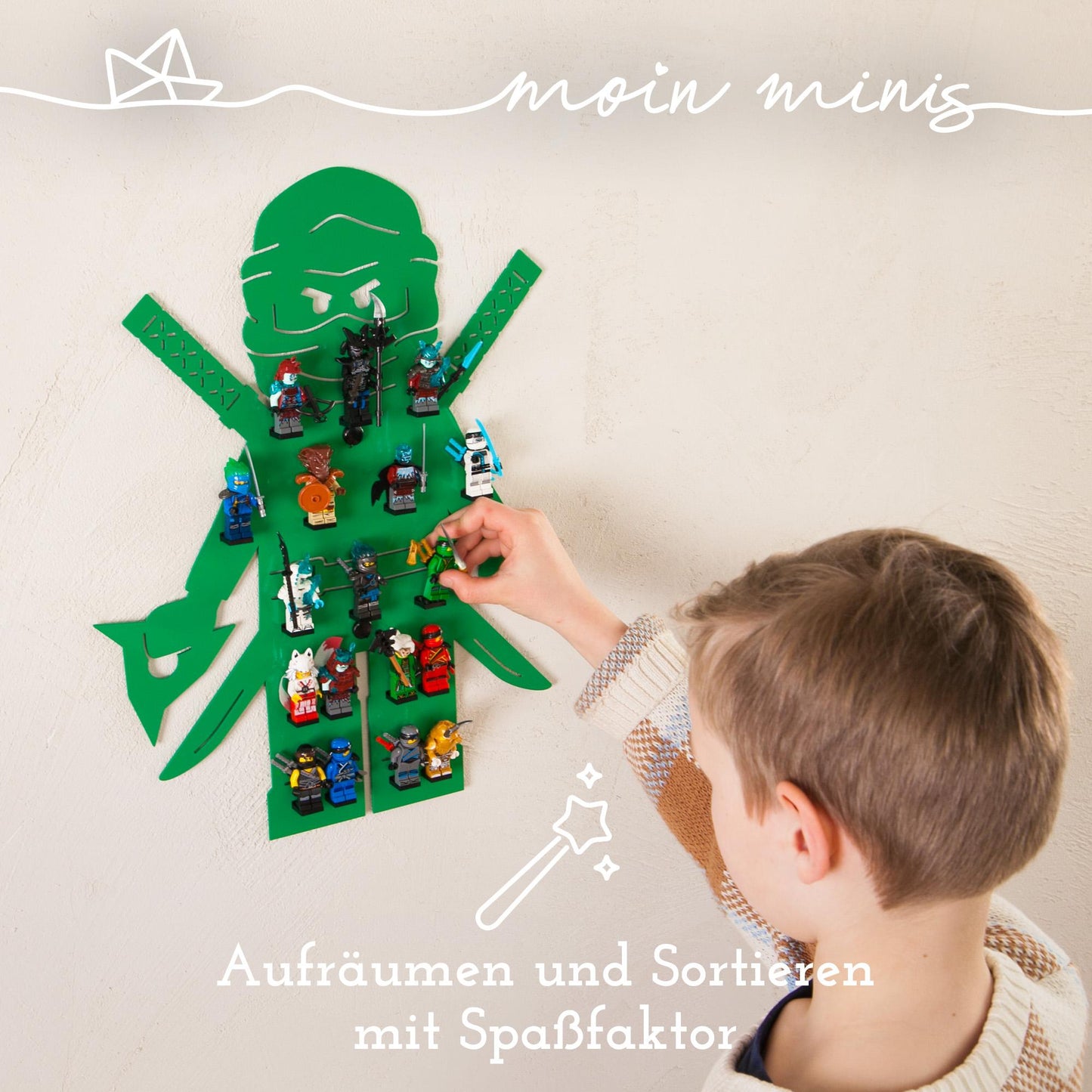 moin minis Ninja Verde Estantería Infantil para 18 Minifiguras Ladrillos de Construcción de Pinza
