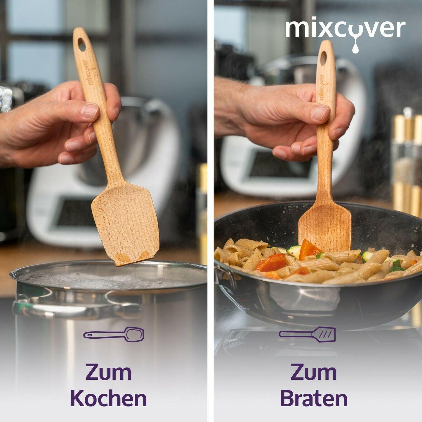 mixcover Duurzame houten spatel voor Thermomix TM7 TM6, TM5, TM31 roterende ketelspatel deegschraper