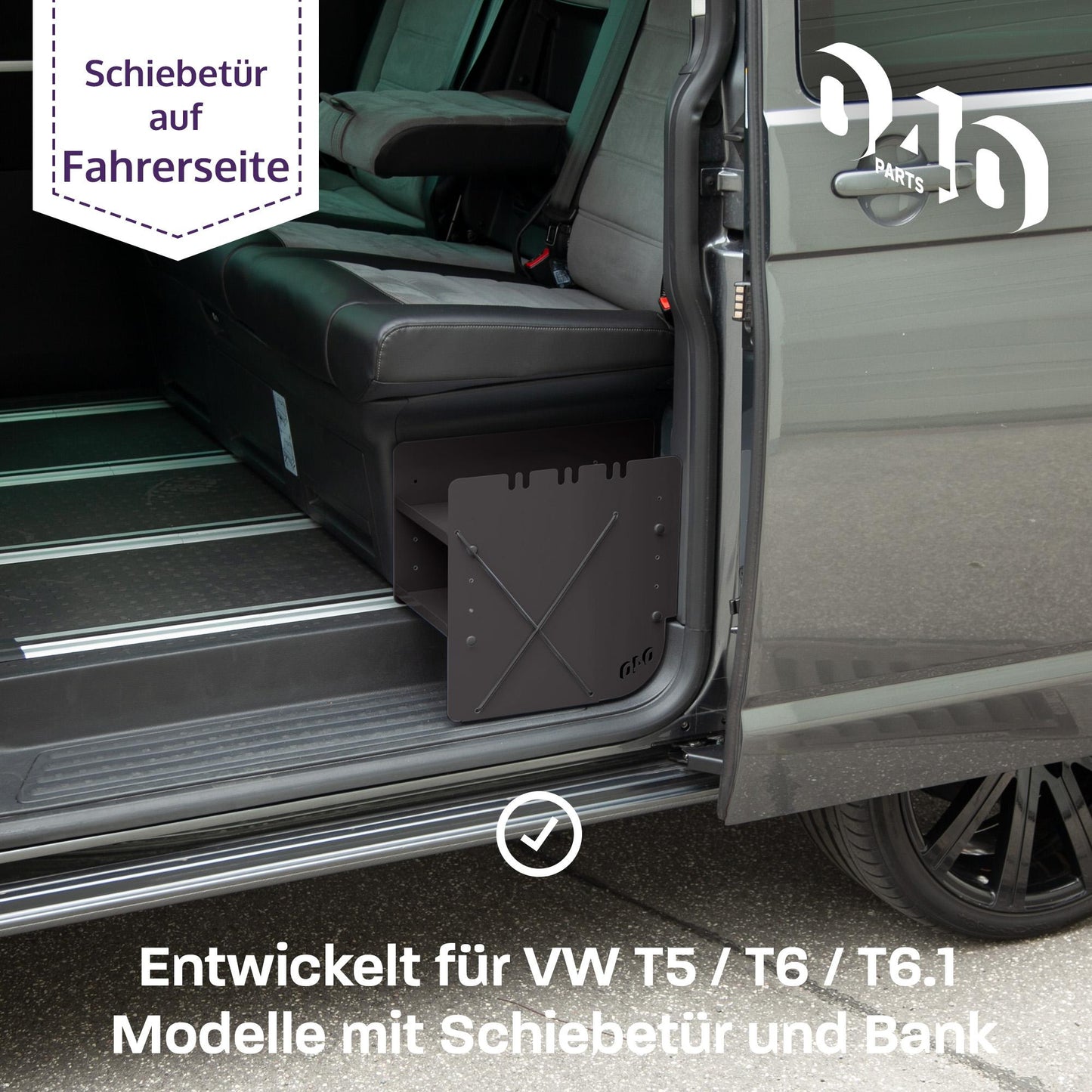 B-Ware: 040 Parts Schuhregal SCHWARZ FAHRERSEITE Zubehör passend für VW T5 T6 T6.1 Schuhorganizer Schuhtasche
