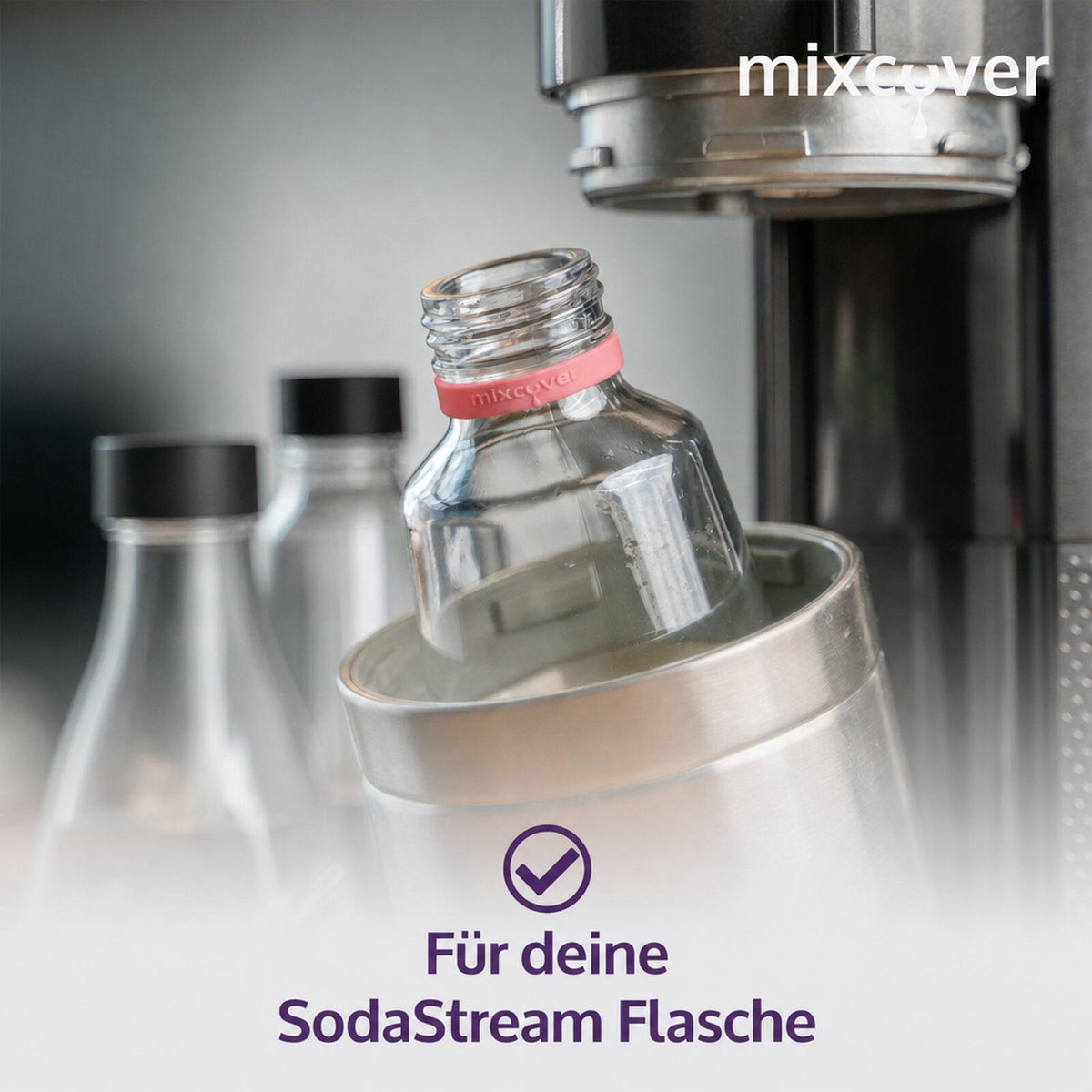 mixcover silikonový kroužek růžový pro označení lahví na pití - vhodný pro láhve SodaStream
