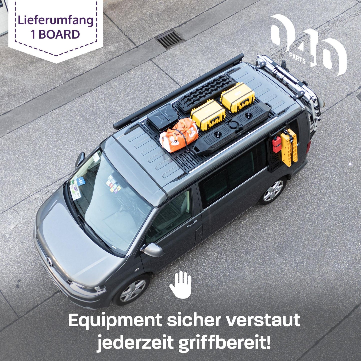 B-Ware: Porte-bagages de toit ultra plat 040 Parts pour VW T5 T6 T6.1 California pour que ta fourgonnette rentre dans les parkings souterrains Galerie de toit