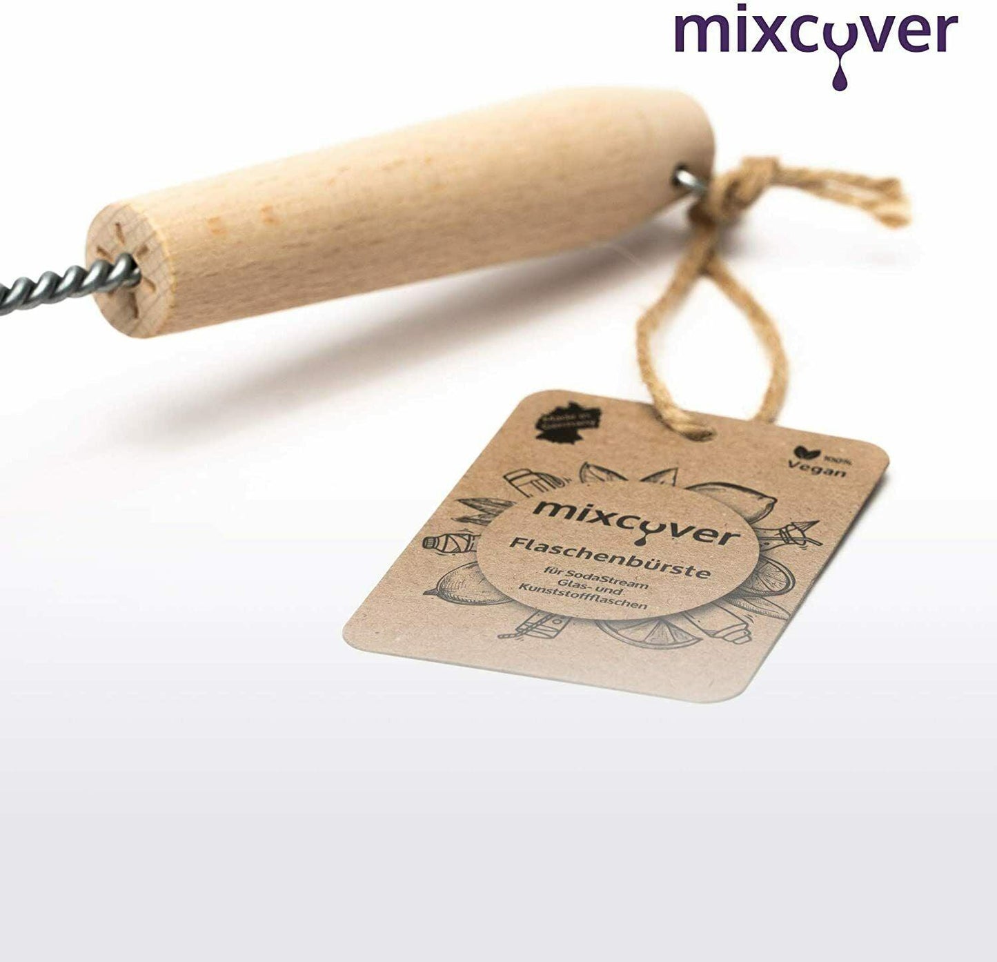 mixcover Spazzola per bottiglie sostenibile in legno