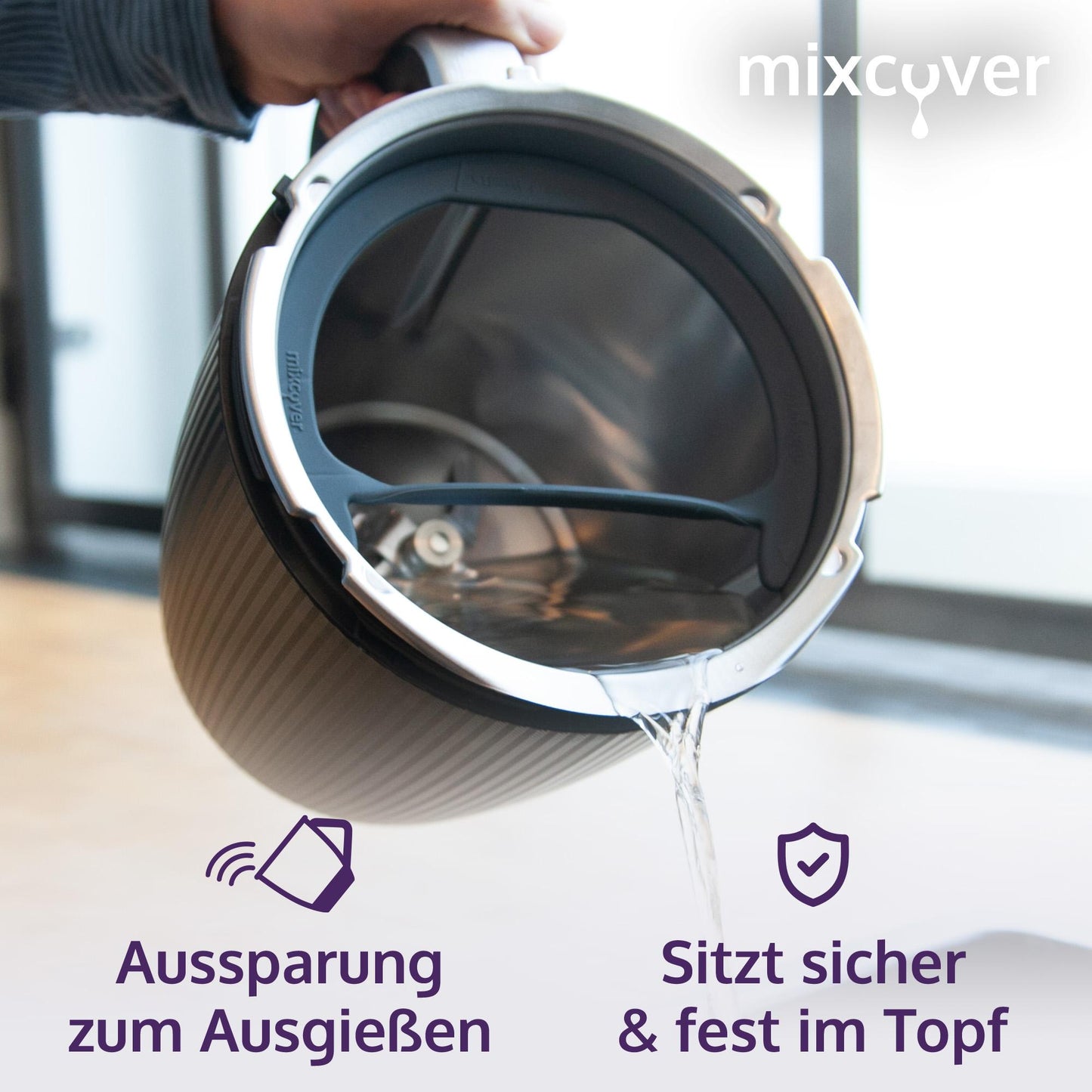 mixcover Deckelhalter und Abstreifhilfe kompatibel mit Vorwerk Thermomix TM7 - Detailansicht 7 | Mixcover