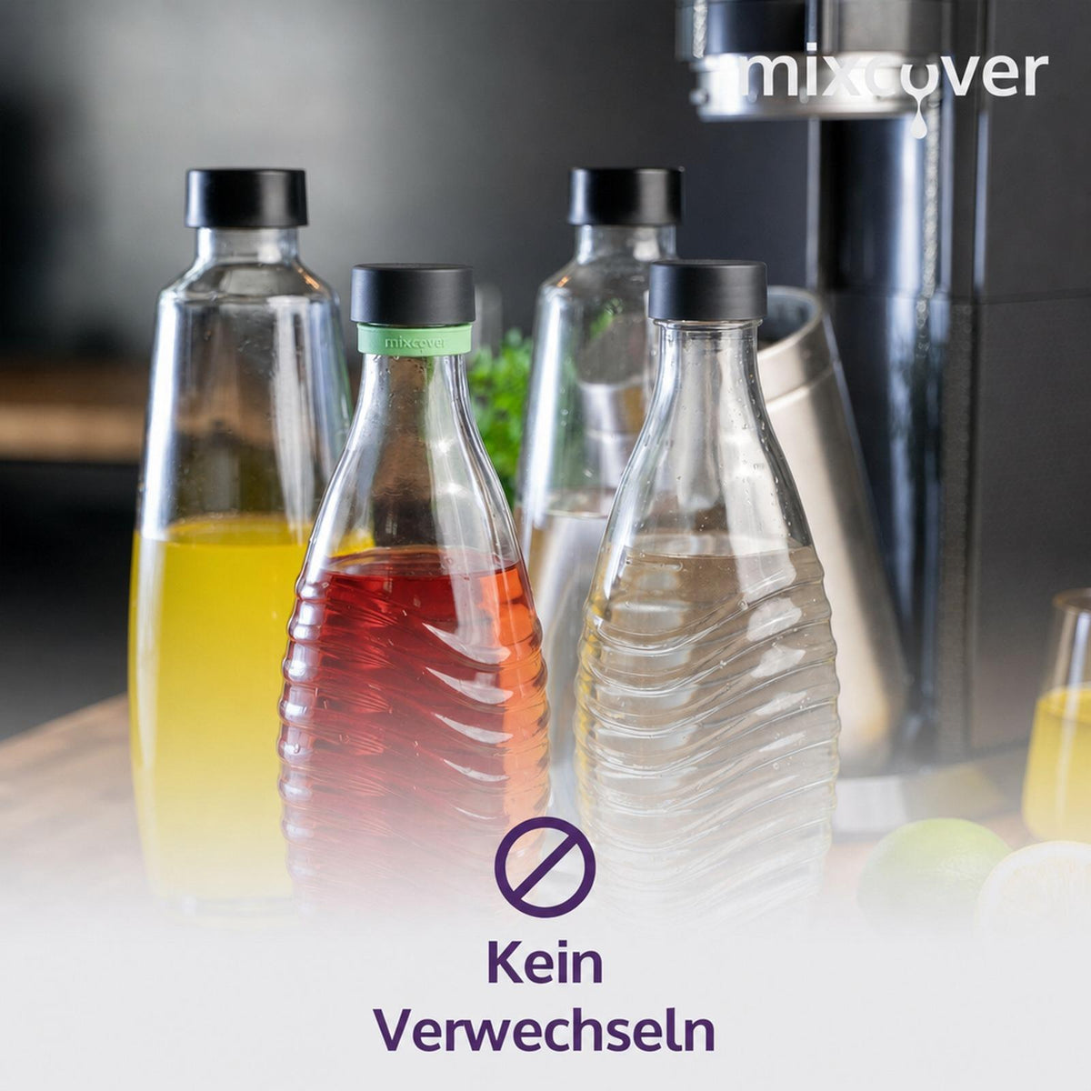 mixcover silikoninis žiedas žalias, gėrimo butelių žymėjimui – tinka SodaStream buteliams