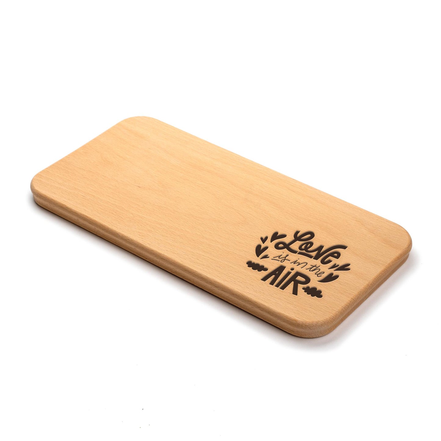 mixcover Tabla de descanso Tabla de merienda de madera de haya natural 100% FSC Tabla de corte con grabado Love is in the air Día de San Valentín