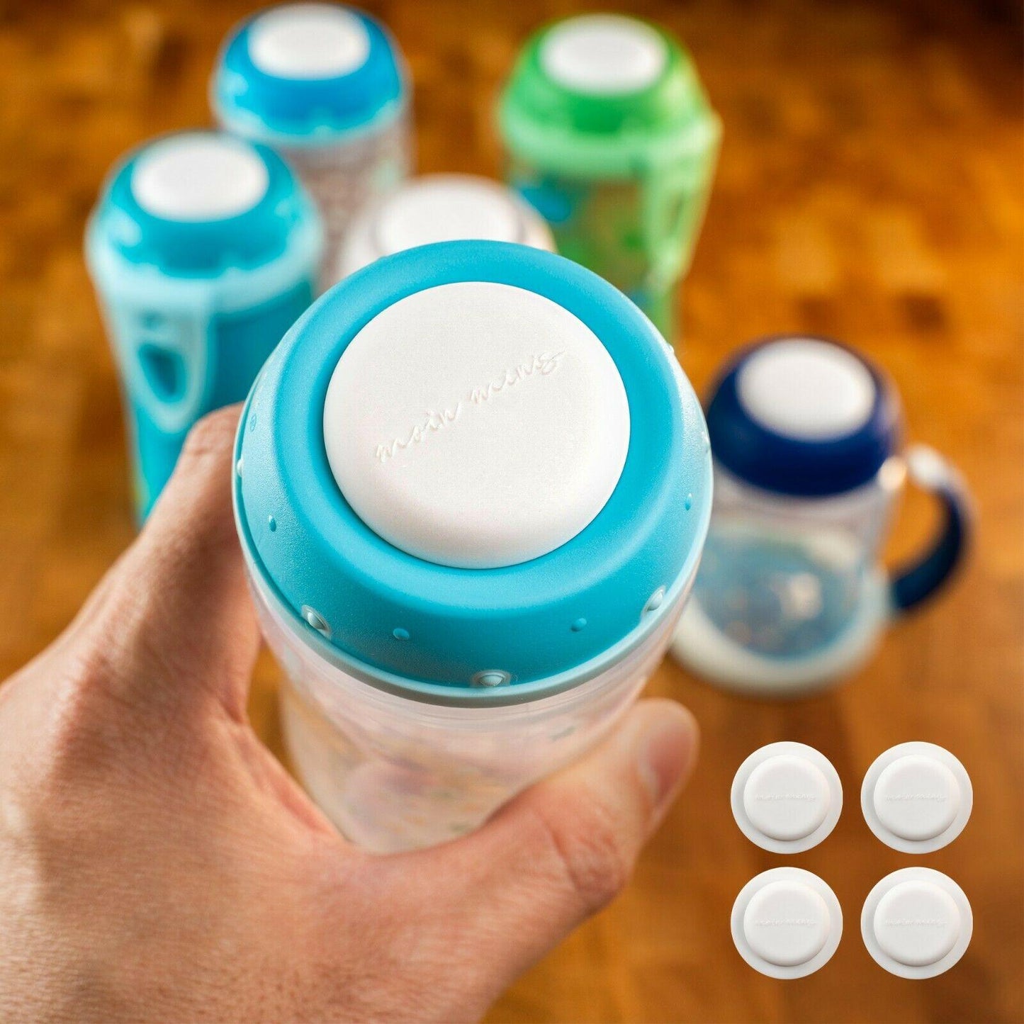 B-Ware: Set da 4 coperchi di chiusura / dischetti per bottiglie NUK