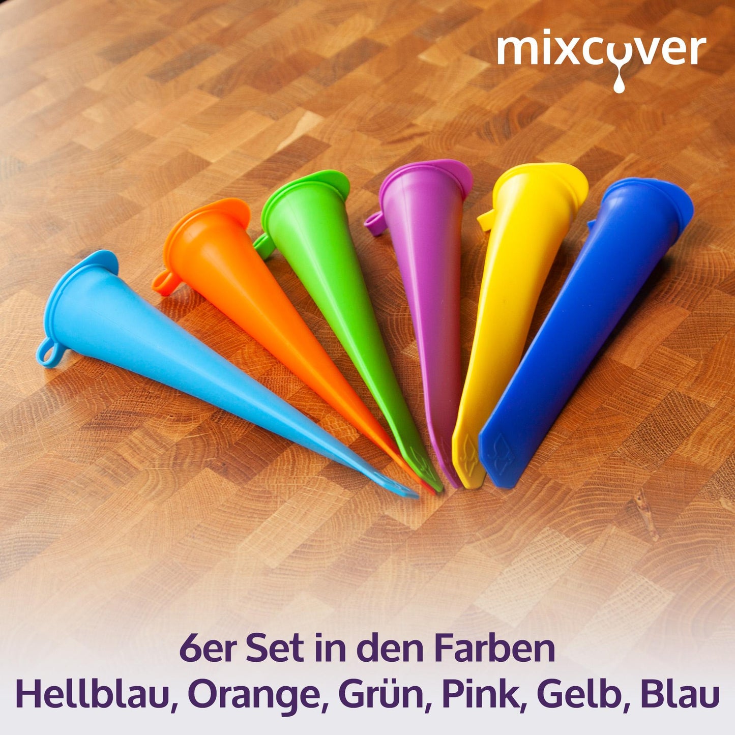 mixcover Stampi per ghiaccio, ghiaccioli, forme per gelato con coperchio, stampo in silicone, gelato sano fatto in casa, gelatiera, coni gelato (6 pezzi colorati)