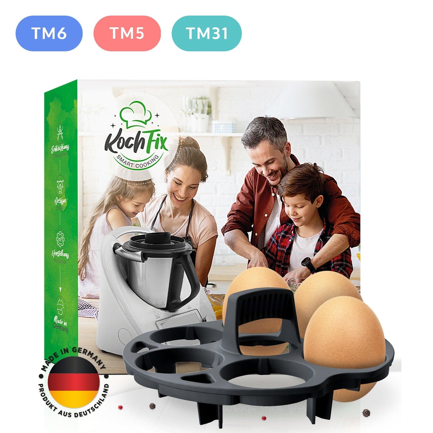 KochFix Eierhalter Eierkocher Zubehör für den Thermomix Garkorb geeignet für TM6 TM5 und TM31 - Detailansicht | Mixcover