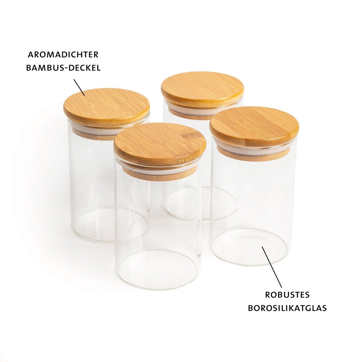 ThermoTasty: Tarro de almacenamiento, Modelo: redondo, Tamaño: 6,5x10cm, 300ml, Set de 4 unidades