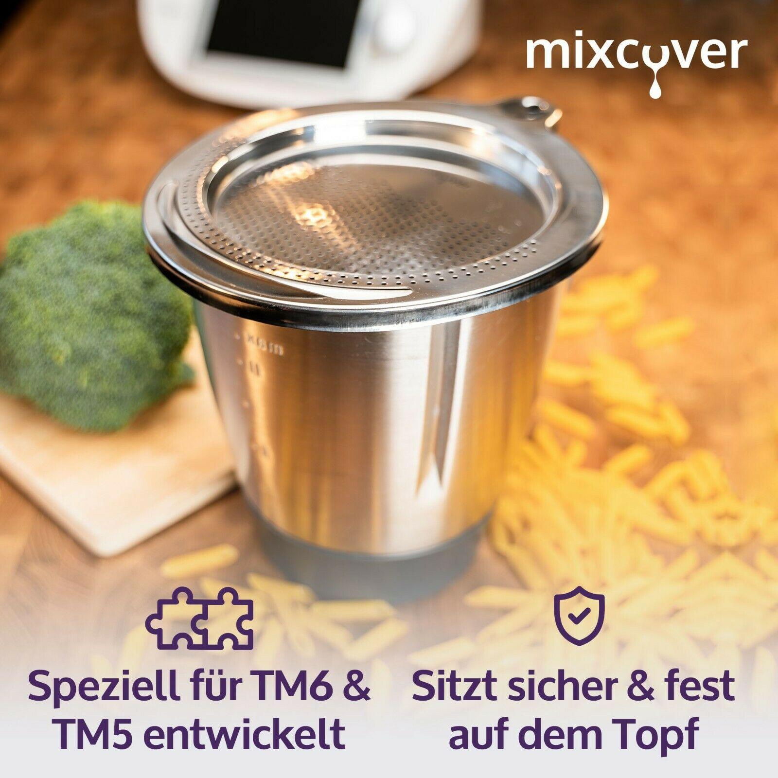 mixcover Edelstahl Sieb Abgieß-Hilfe Wiegeteller Spritzschutz für Thermomix TM6 und TM5 - Ansicht 6 | Mixcover