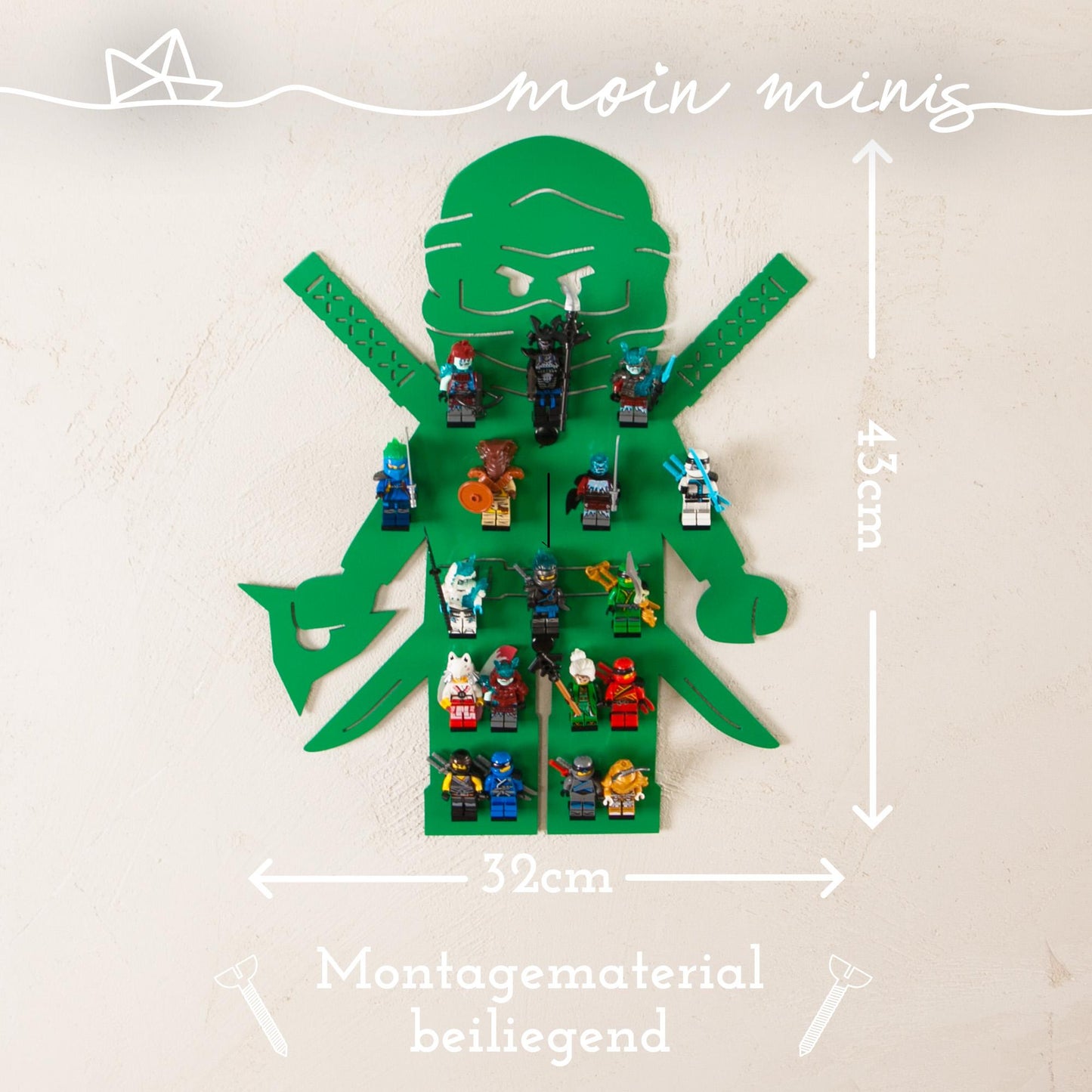 moin minis Ninja Verde Estantería Infantil para 18 Minifiguras Ladrillos de Construcción de Pinza