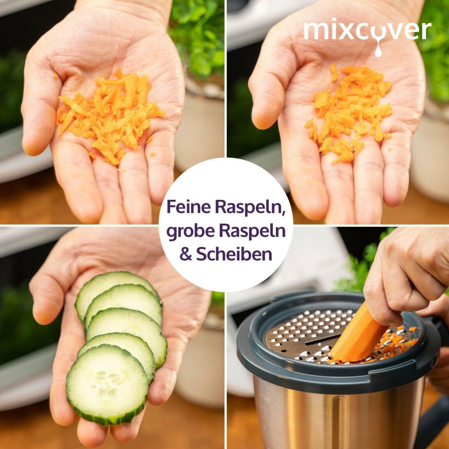 mixcover Reibe für Gemüse, Obst und Käse Gemüsereibe für den Thermomix TM6 und TM5 - Ansicht 4 | Mixcover