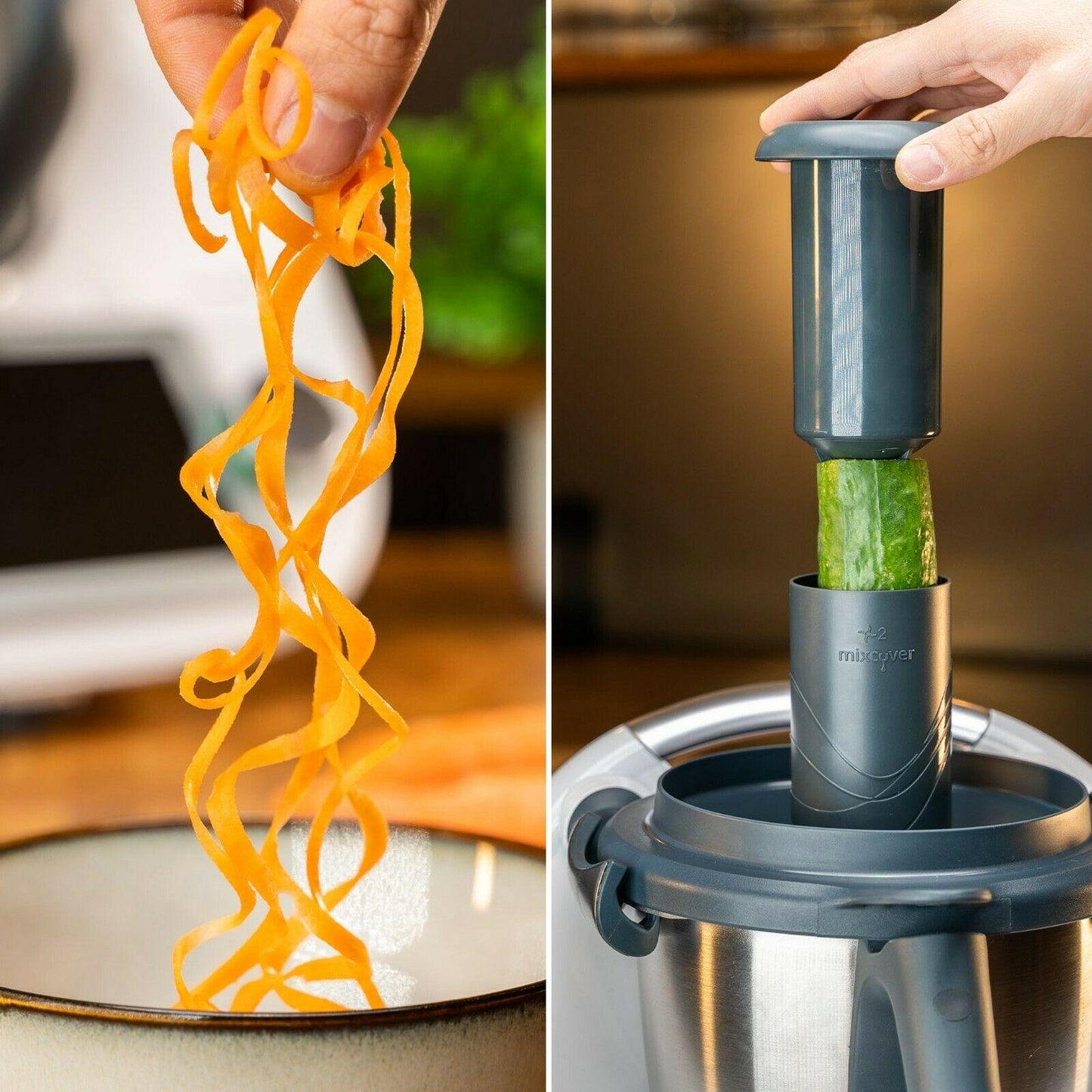 mixcover Spiralschneider Gemüsenudeln schneiden kompatibel mit Thermomix TM6 TM5