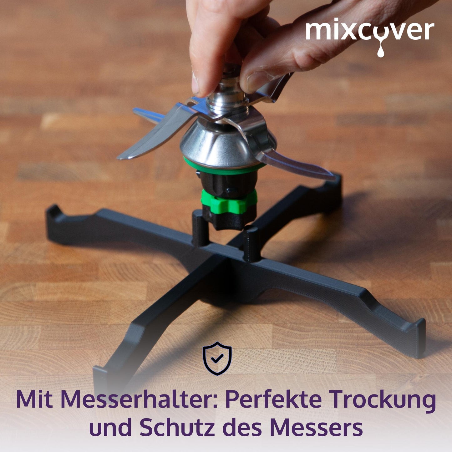 Mixcover Mixtopf Abtropfgestell für Vorwerk Thermomix TM7 TM6 TM5 Topfhalter mit Messerhalter - Detailansicht 6 | Mixcover