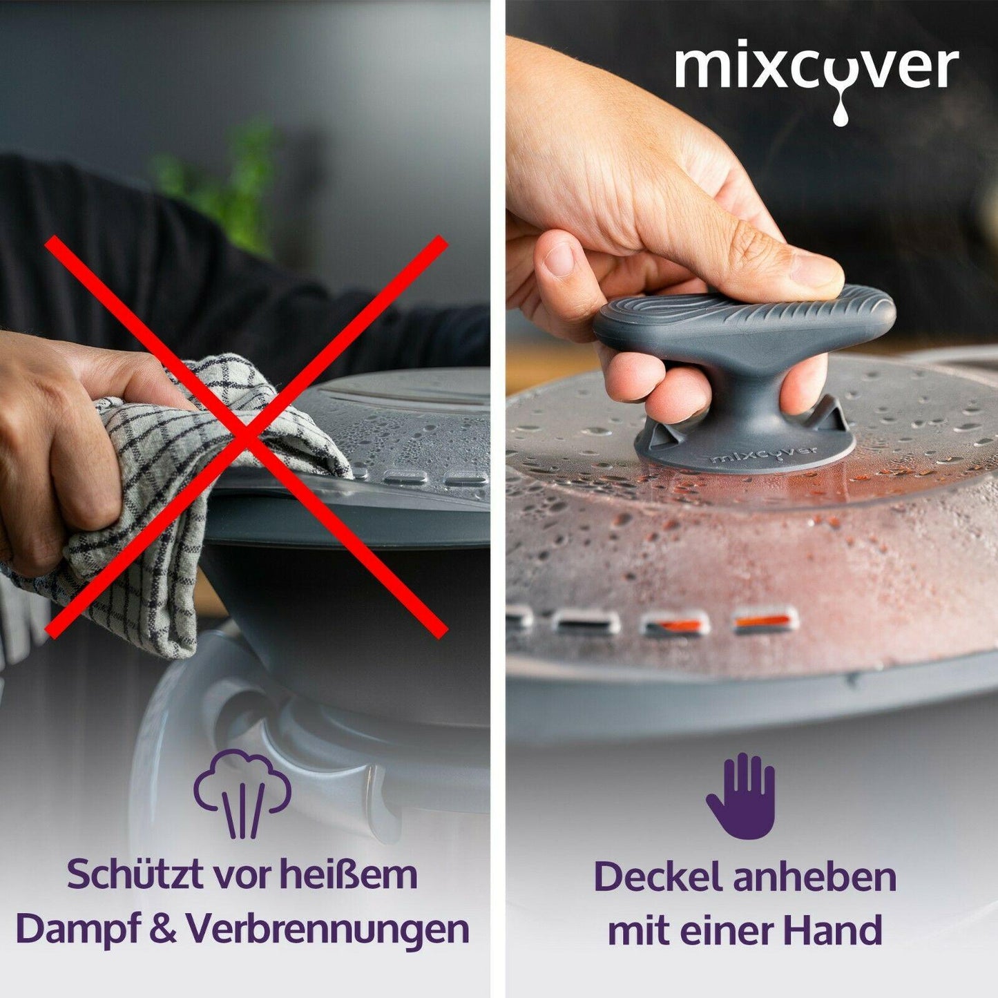 mixcover Термо-дръжка за Varoma или капак за пара за Thermomix TM7 TM6 TM5 TM31, Monsieur Cuisine, Bosch Cookit