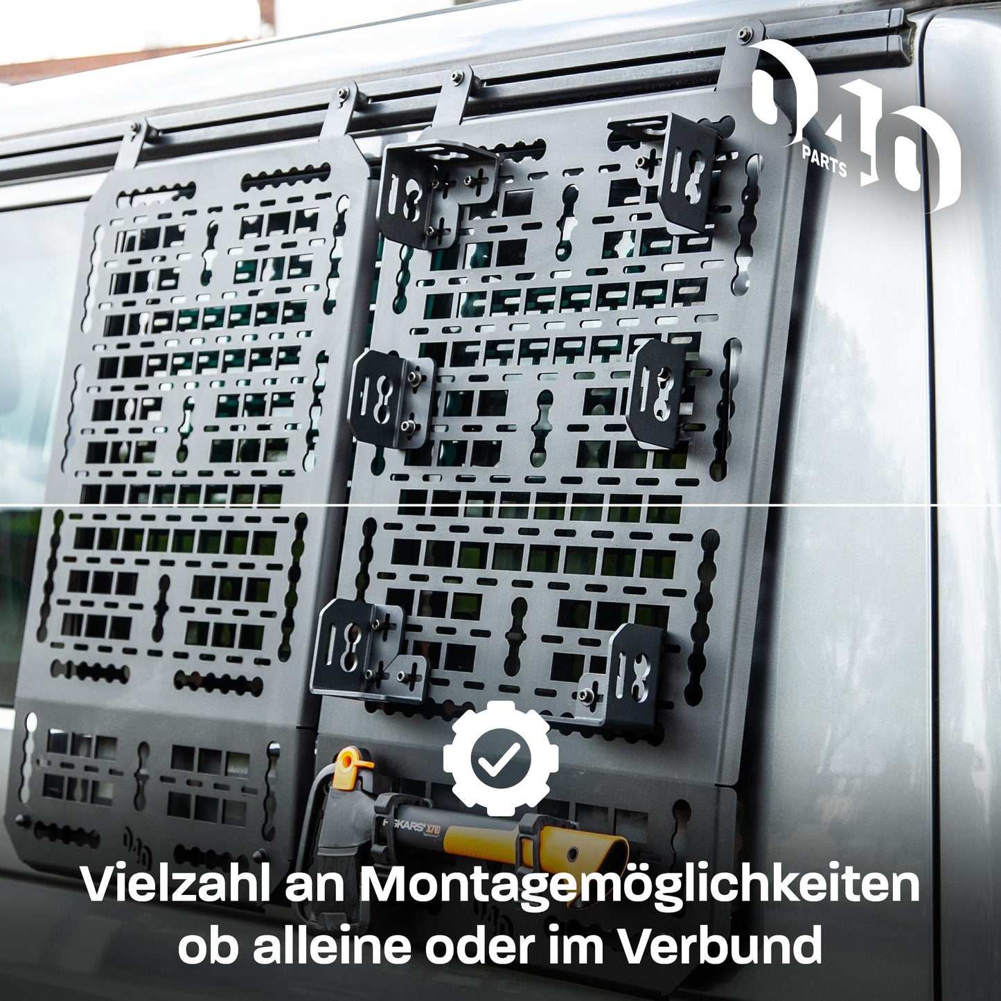 B-Ware: 040 Parts 2er Set Aluminium Kofferhalterung (Ecke) für Molleboard - Universell Einsetzbar, Pulverbeschichtet, für Schwere Lasten