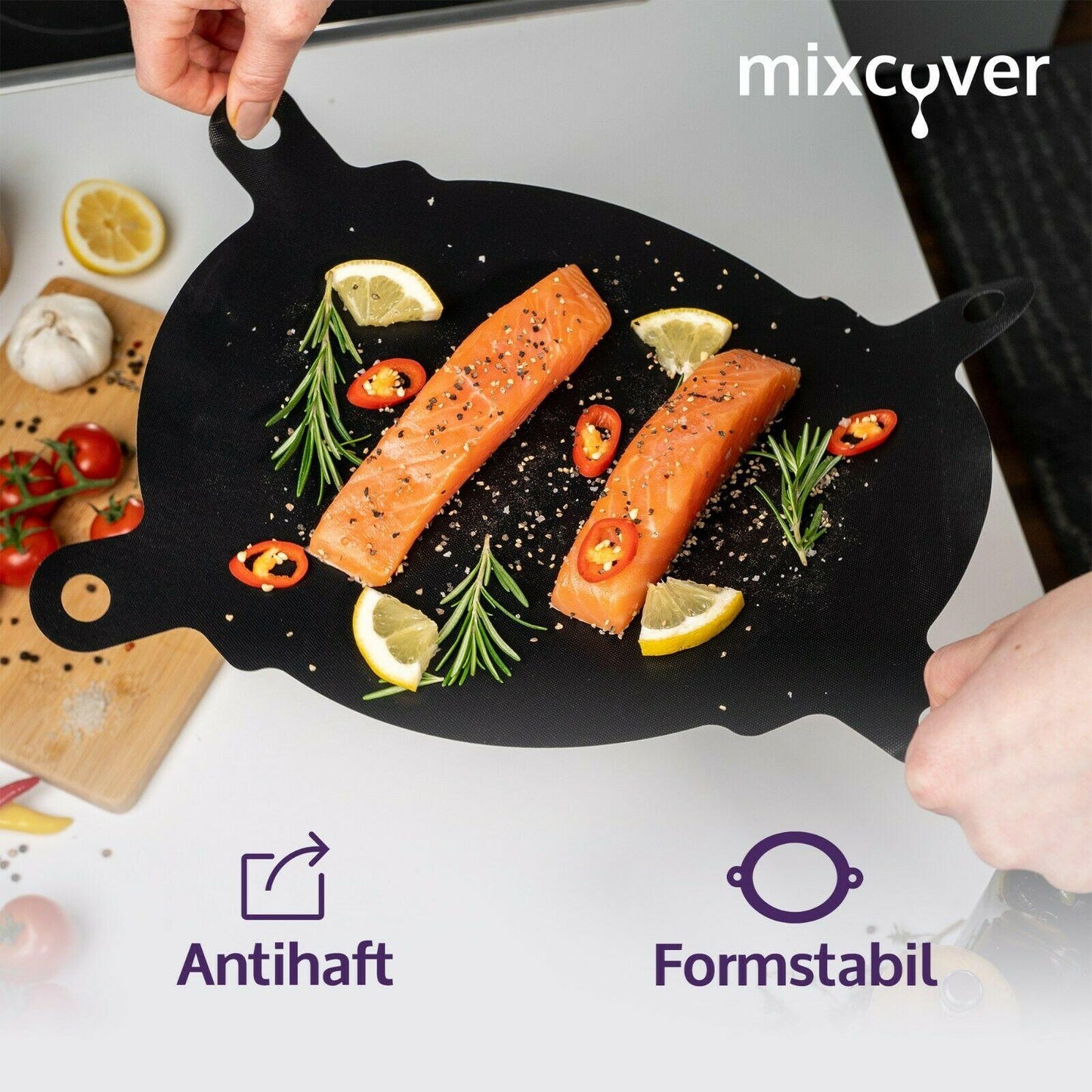 mixcover original Dauerbackfolie - Backpapier für Varoma Einlegeboden TM6, TM5, TM31, Thermomix Friend - wiederverwendbar und nachhaltig