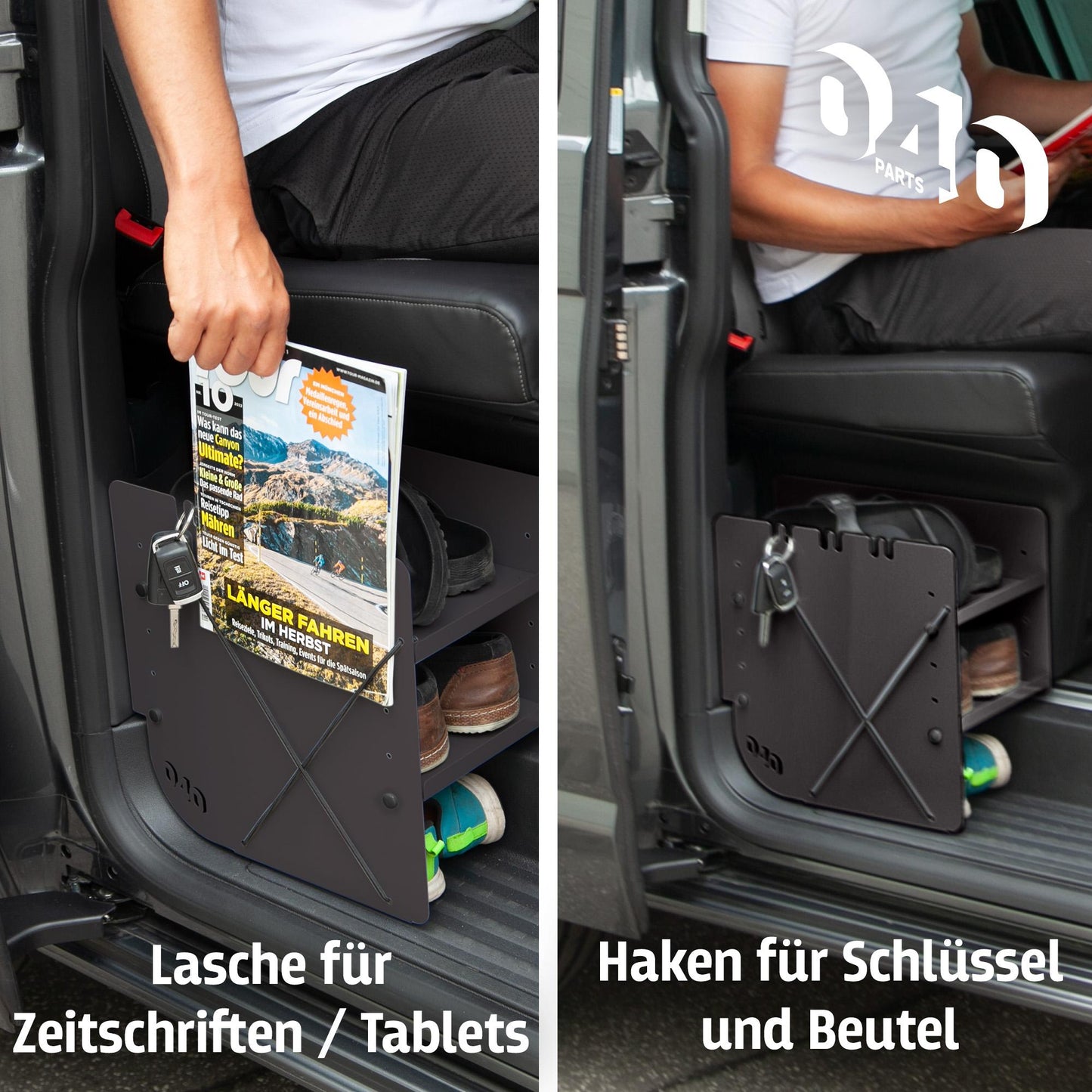 040 Parts Zapatero NEGRO LADO DEL CONDUCTOR accesorio compatible con VW T7 California y Multivan Organizador de zapatos Bolsa para zapatos