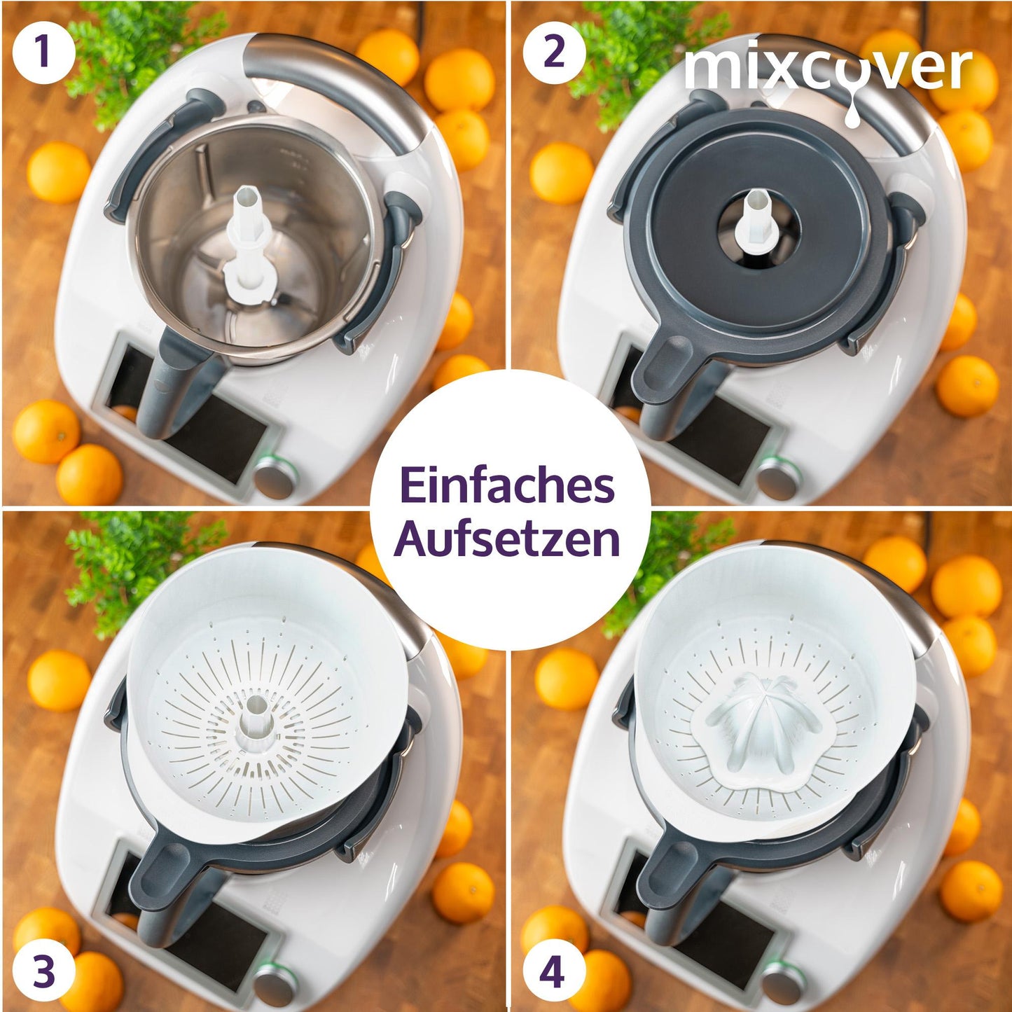 mixcover Presse à jus Édition spéciale BLANC Presse à oranges Presse à agrumes compatible avec Vorwerk Thermomix TM6 et TM5