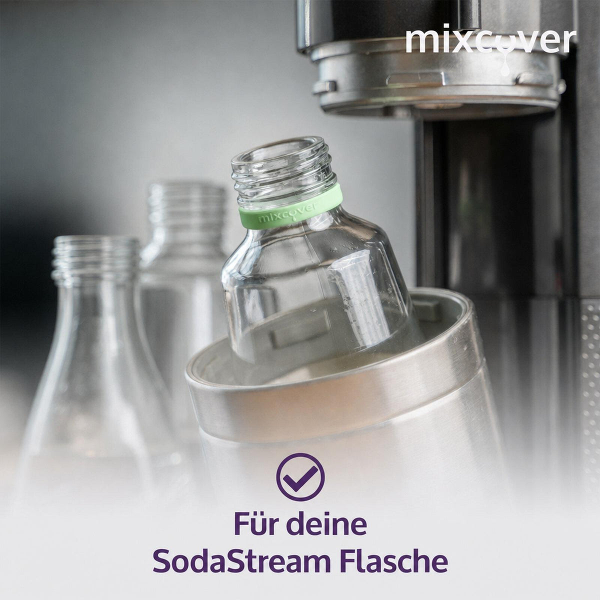 mixcover silikoninis žiedas žalias, gėrimo butelių žymėjimui – tinka SodaStream buteliams