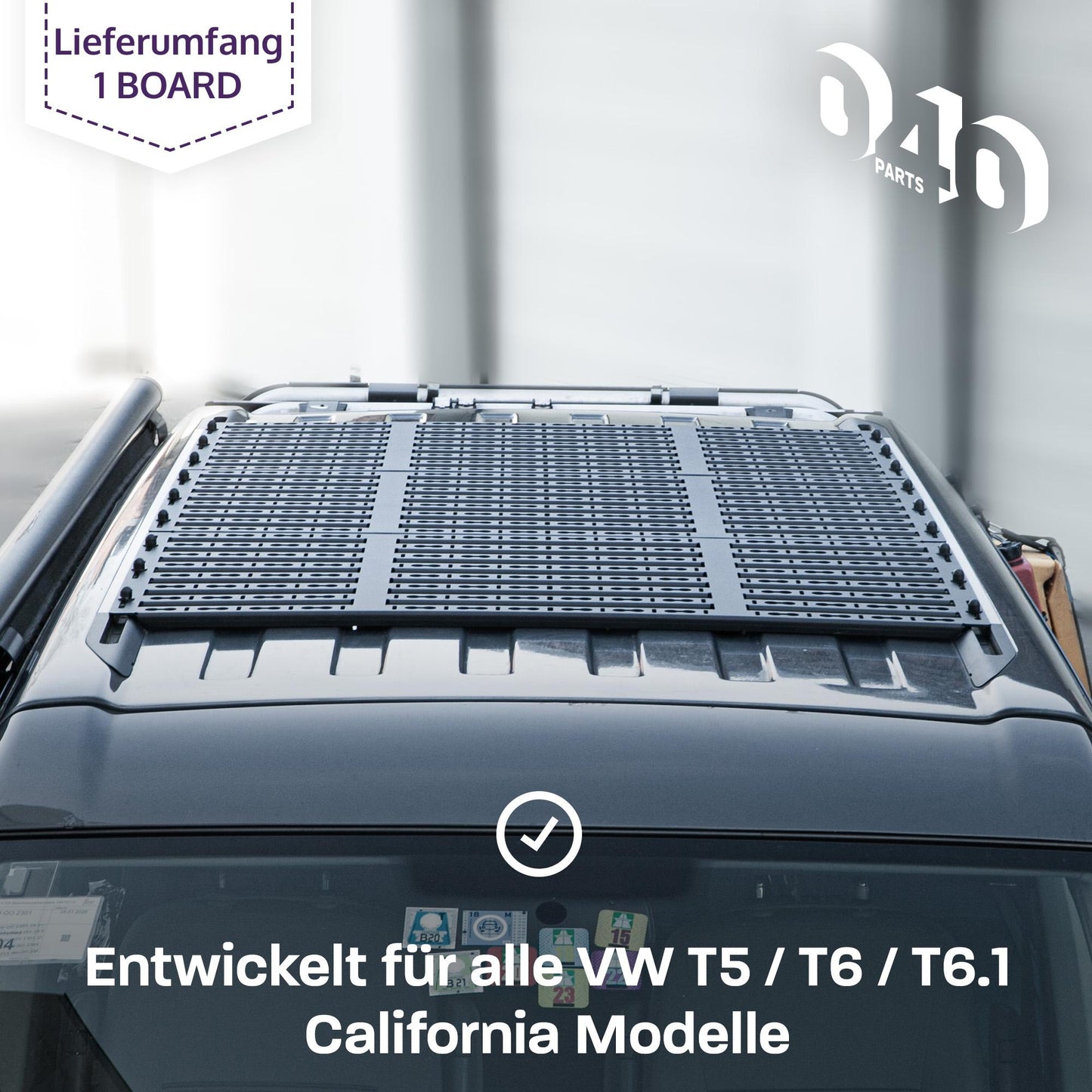 040 Parts ultra flacher Dachgepäckträger für VW T5 T6 T6.1 California damit dein Van in Tiefgaragen passt Dachträger - Detailansicht 6 | Mixcover