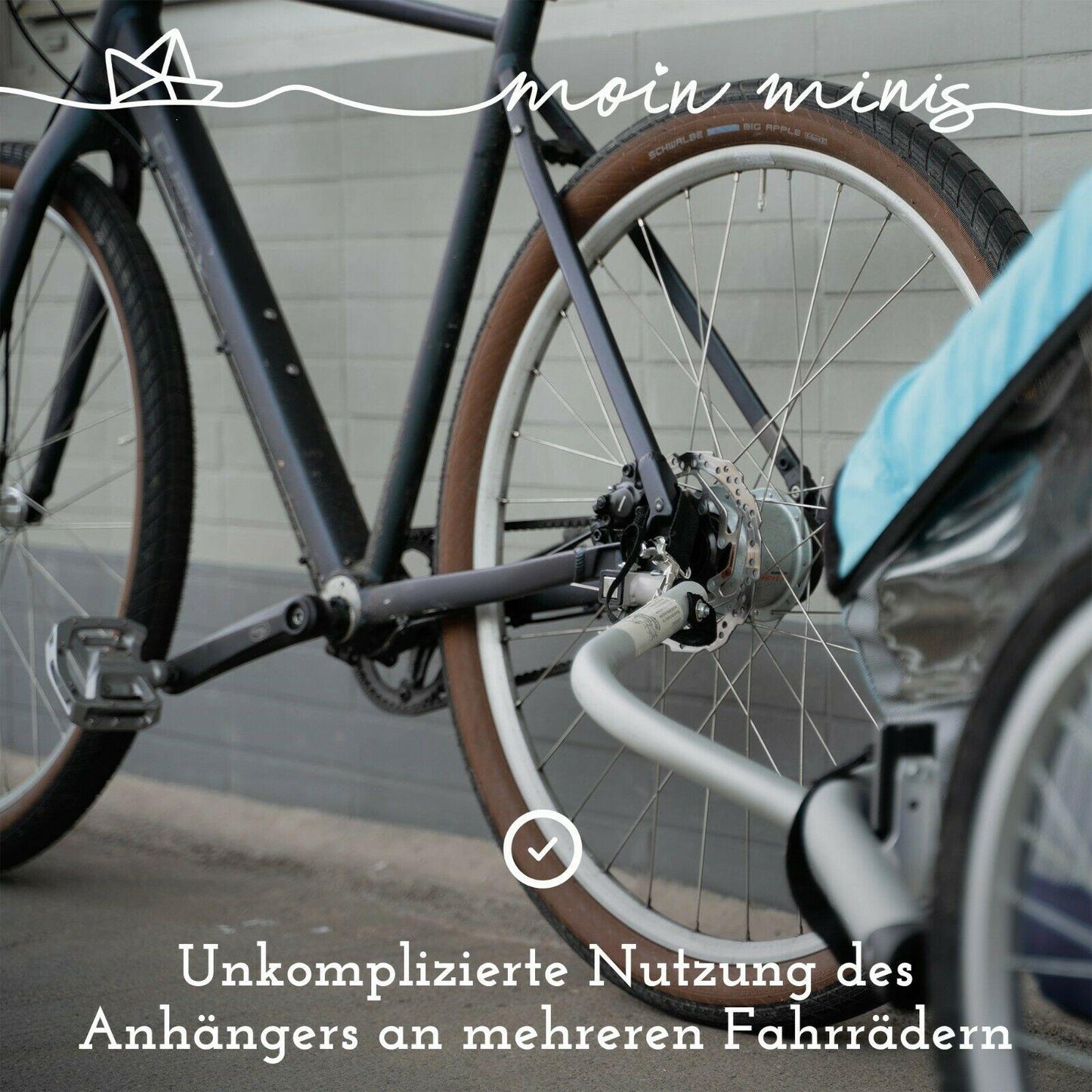 moin minis Adaptador Croozer remolque de bicicleta hasta 2015, Croozer 535/737/kid1+2, van 101, Cargo adaptador de eje acoplamiento adicional