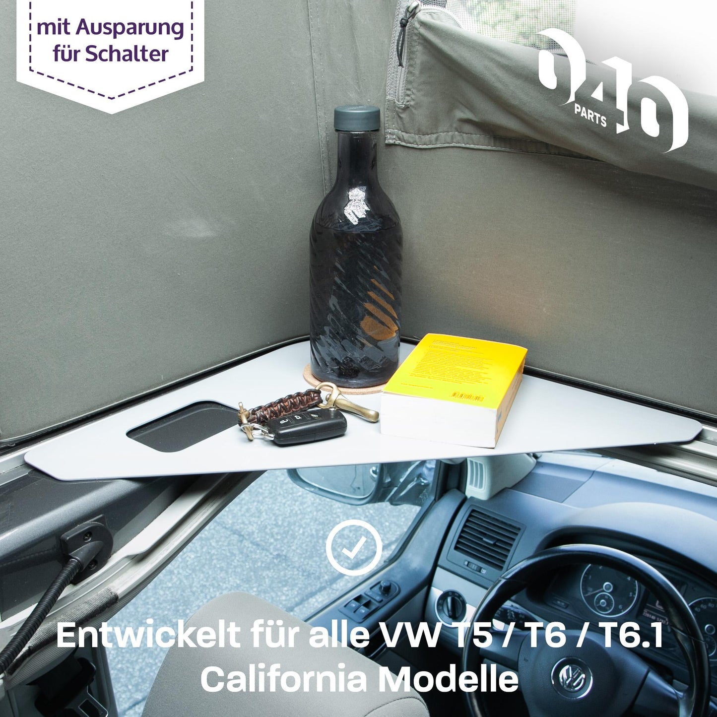 040 parts Plateau de rangement gris pour votre tente de toit VW T5 T6 T6.1 T7 California - Étagère de rangement Compartiment Plus d'espace de stockage