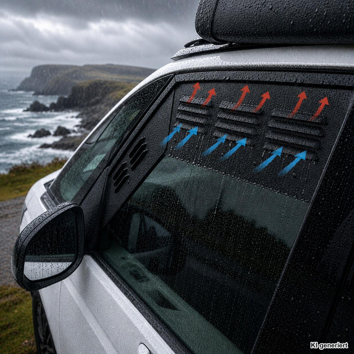 040 Parts 2-piece Set Fresh Air Vent for Cab, Aluminum Vent Grille with Mosquito Net, Insect Protection and Touch Protection, Black for VW T7 from Model Year 2021 Multivan California