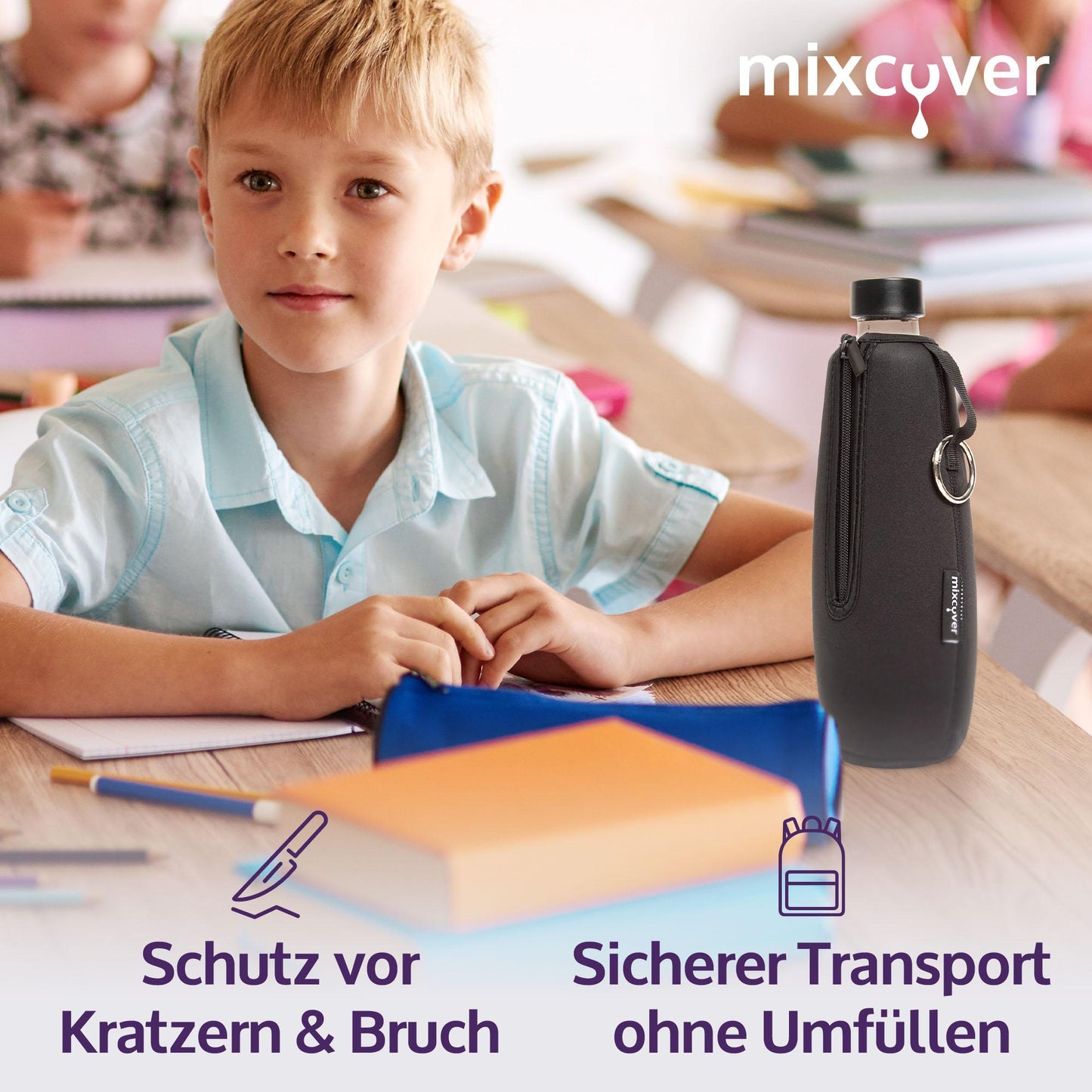 mixcover insulated bottle protection sleeve compatible with SodaStream Duo glass bottles protective cover for bottles, protection against breakage and scratches, color pink