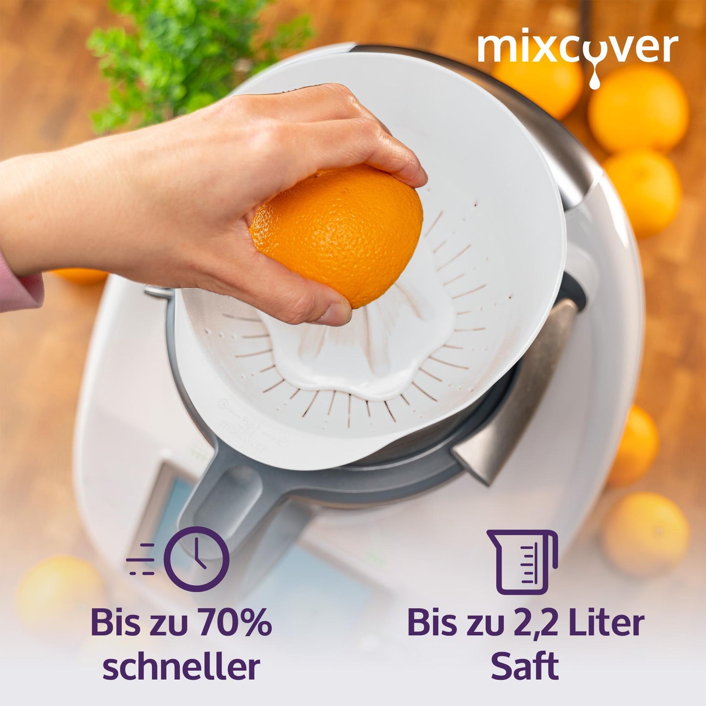 mixcover Presse à jus Édition spéciale BLANC Presse à oranges Presse à agrumes compatible avec Vorwerk Thermomix TM6 et TM5