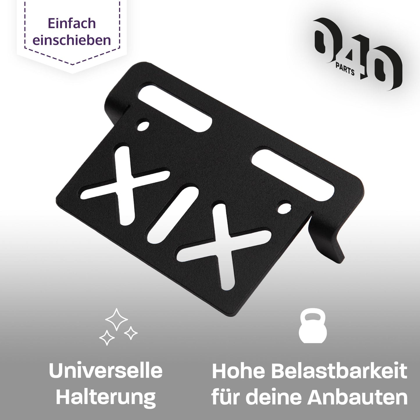 040 Parts Plaque de montage universelle pour Reimo TopRail - Plaque de fixation unique - Plaque à trous pour tes accessoires