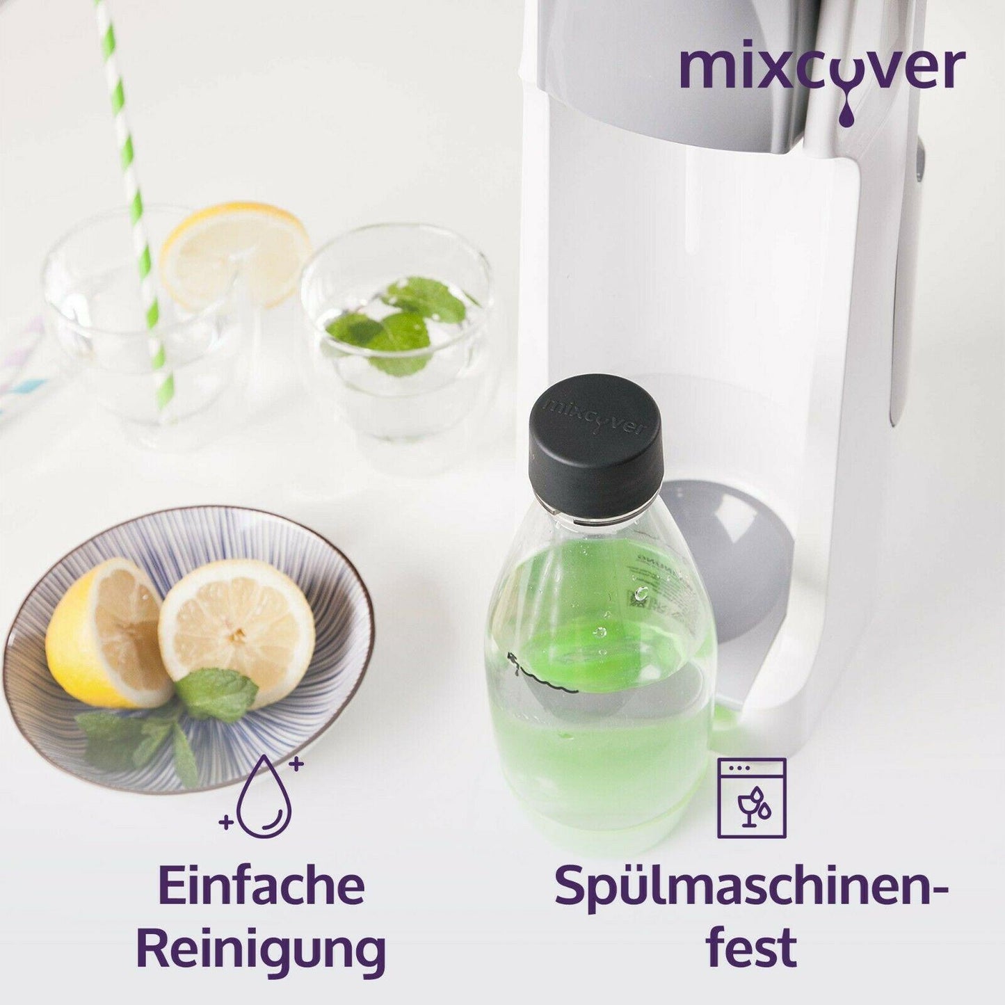 mixcover Coperchio di ricambio adatto per bottiglie in PET di plastica SodaStream Set da 2 pezzi