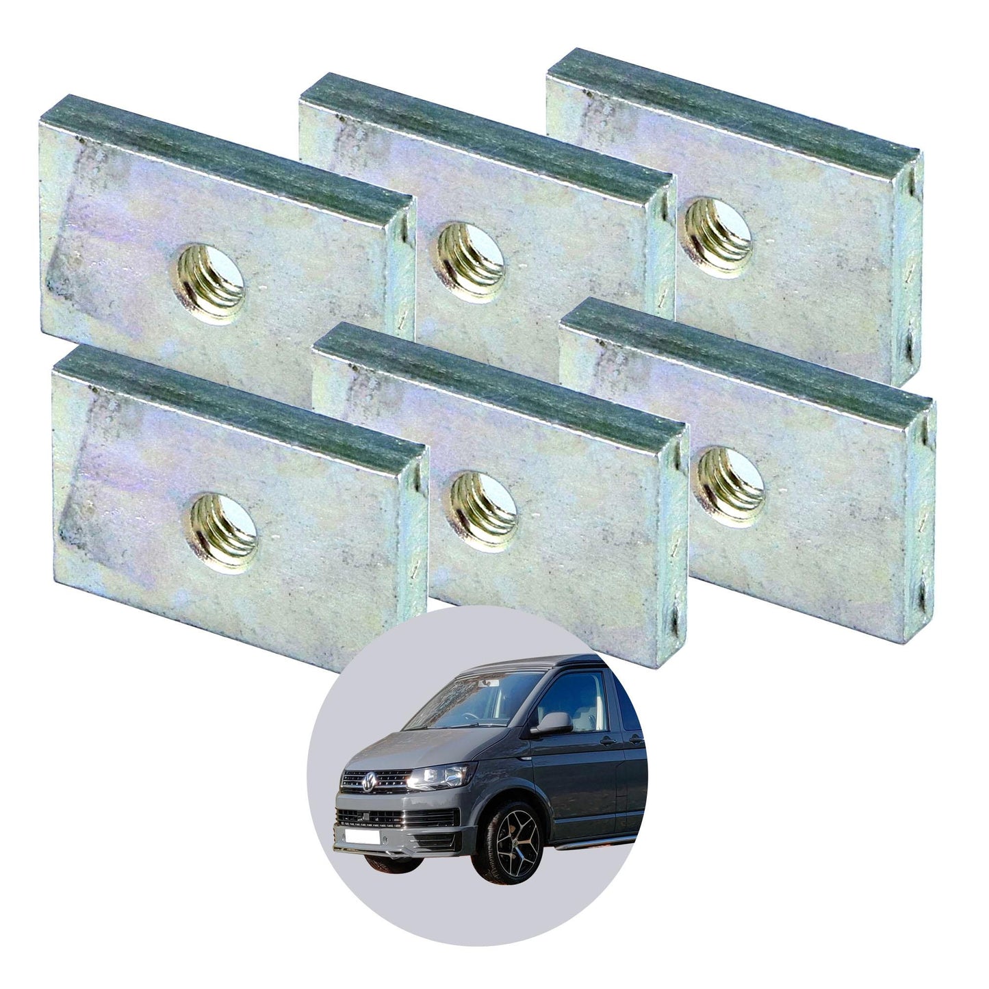 040 Parts Lot de 6 pierres de keder Écrous à rainure en acier pour VW T5 T6 T6.1 California avec filetage M5 - pour rail de keder Lisse de keder
