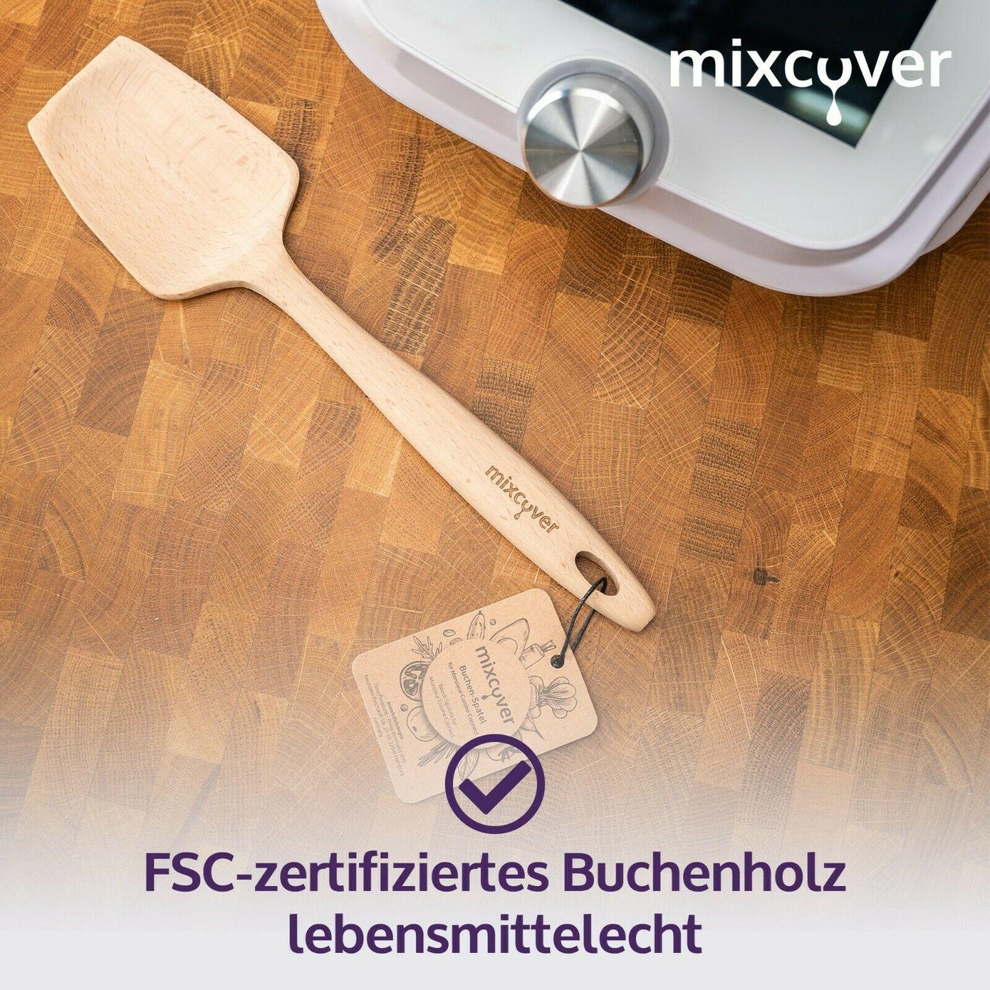 mixcover Spatola Sostenibile in Legno Accessori Monsieur Cuisine Connect & Smart