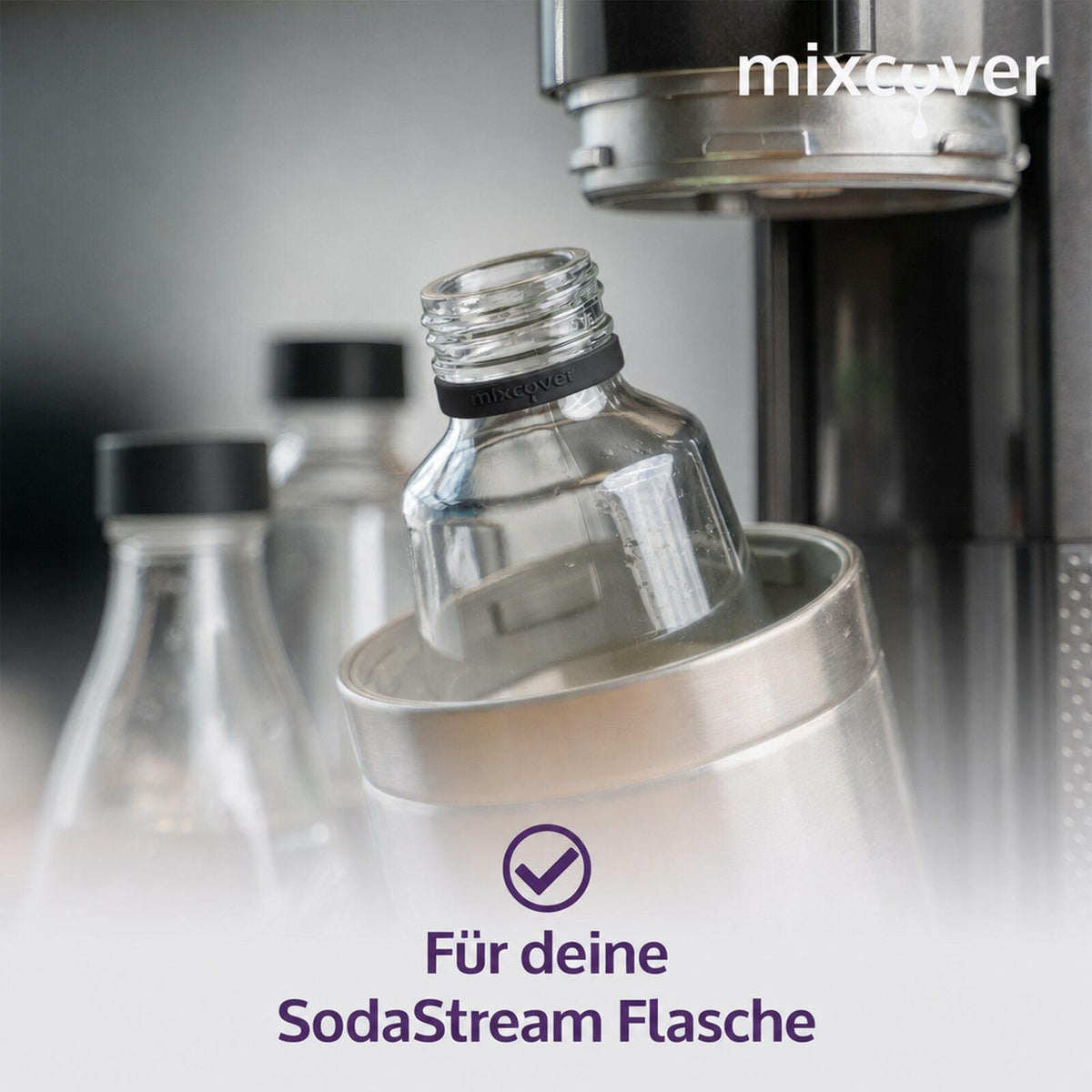 mixcover Anello in silicone nero per contrassegnare le borracce - adatto per le bottiglie SodaStream