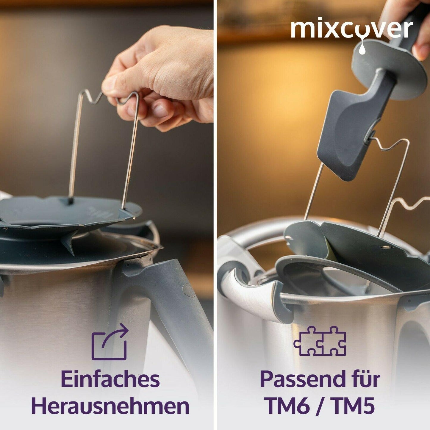 mixcover Mixtopf Verkleinerung für Thermomix TM6 TM5 Häcksel Helfer, Verkleinert den Mixtopf für effizienteres Häckseln, Pürieren ,Schneiden