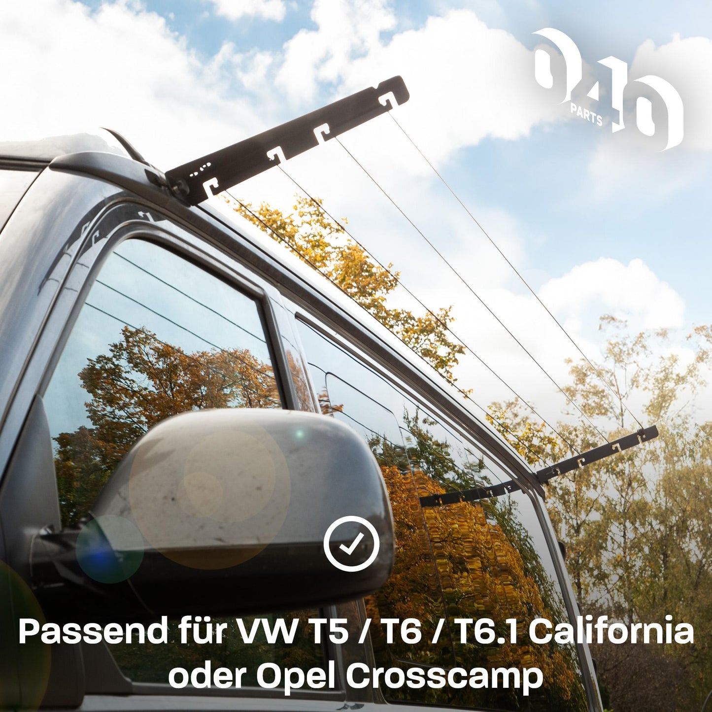 B-Stock: 040 parts Clothesline for VW T5, T6, T6.1 and Opel Crosscamp Dry your laundry right at your camper!