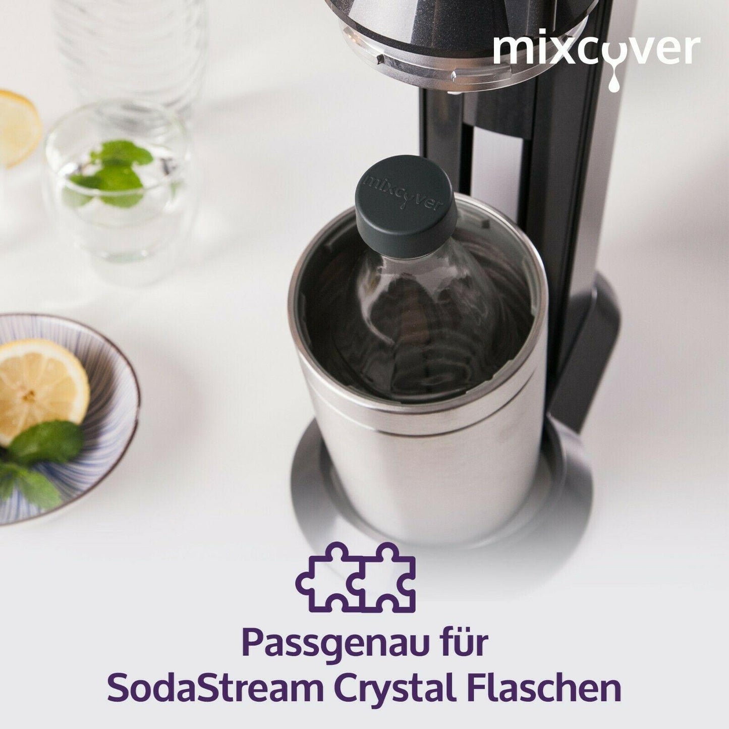 mixcover Резервен капак за стъклена бутилка SodaStream Crystal & Penguin, комплект от 1 брой
