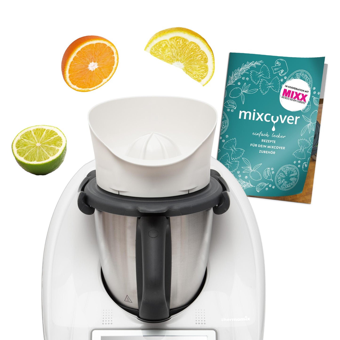 mixcover Presse à jus Édition spéciale BLANC Presse à oranges Presse à agrumes compatible avec Vorwerk Thermomix TM6 et TM5