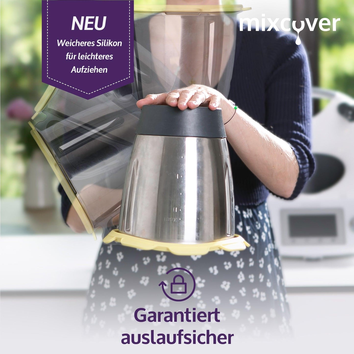 mixcover Silikon Deckel wasser- & geruchsdicht für Thermomix TM5 TM6 Friend Gelb
