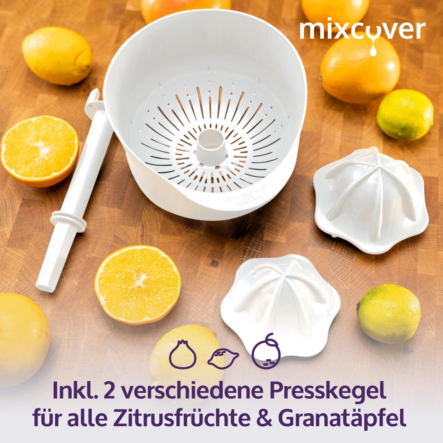 mixcover Presse à jus Édition spéciale BLANC Presse à oranges Presse à agrumes compatible avec Vorwerk Thermomix TM6 et TM5