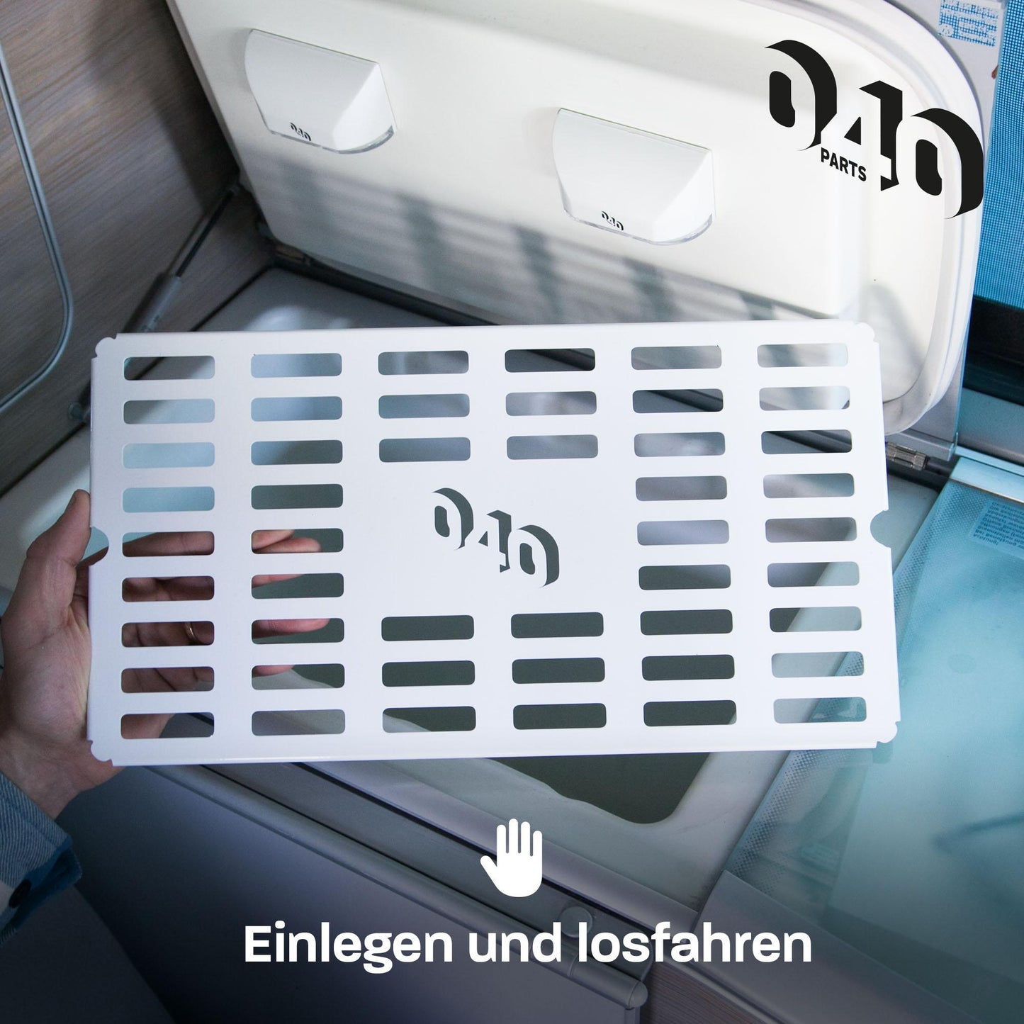 B-Ware: Plastik - NOUVEAU: 040 Parts Tôle de coffre frigorifique pour VW T6.1 T6 T5 T4 California et Ford Nugget jusqu'à 2023 Plateau de rangement pour camper Tôle