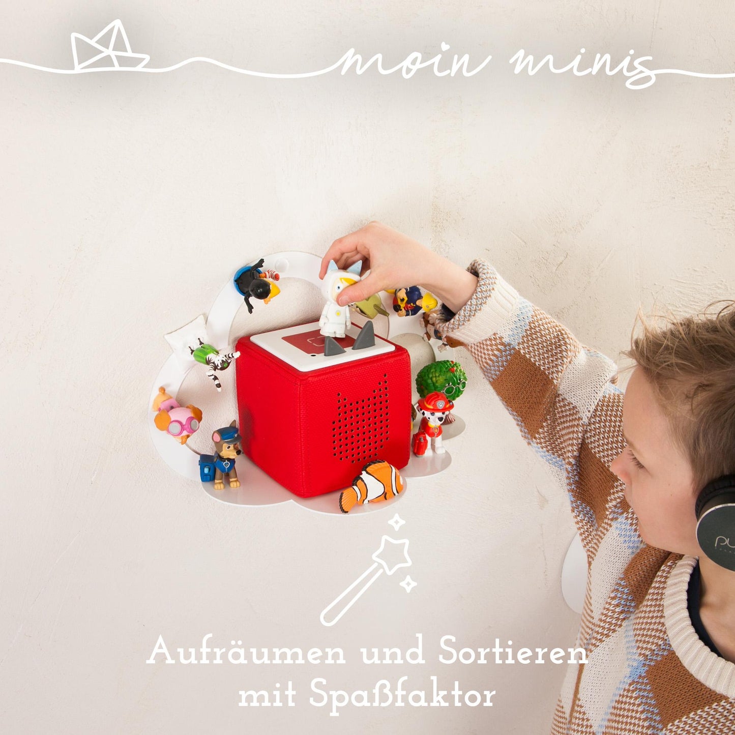 B-Ware: moin minis Cloud White magnetic shelf compatible with 20 Tonie figures and Tonie Box cloud shelf for children audio figures magnetic shelf