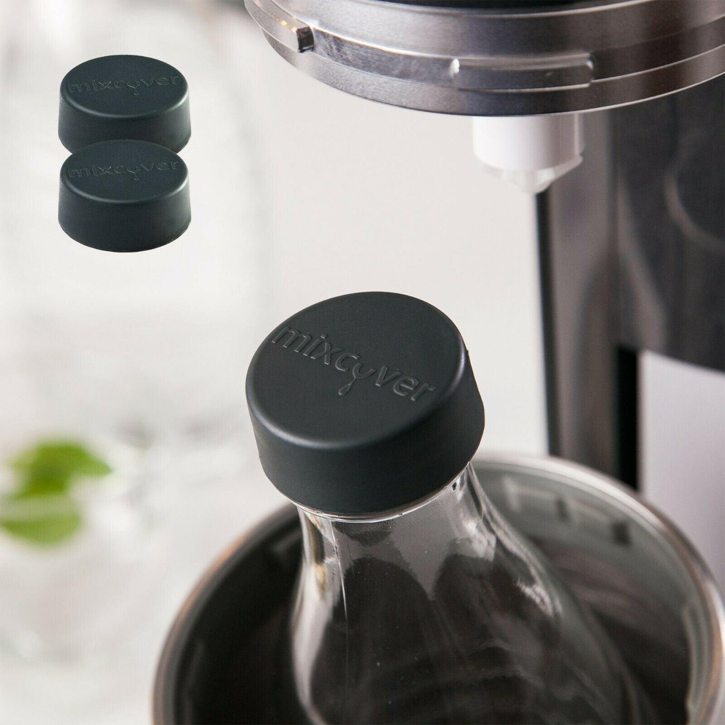 mixcover replacement lid suitable for SodaStream Crystal & Penguin glass bottle 2-piece set
