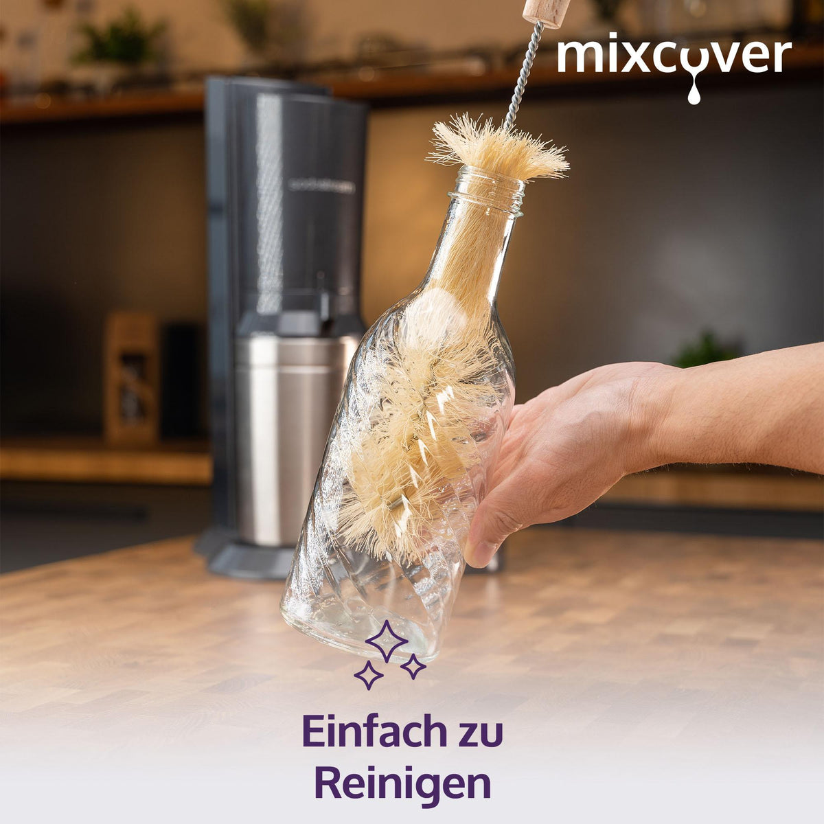 mixcover Glasflasche kompatibel mit SodaStream Crystal 2.0 mit 10% mehr Volumen Transparent
